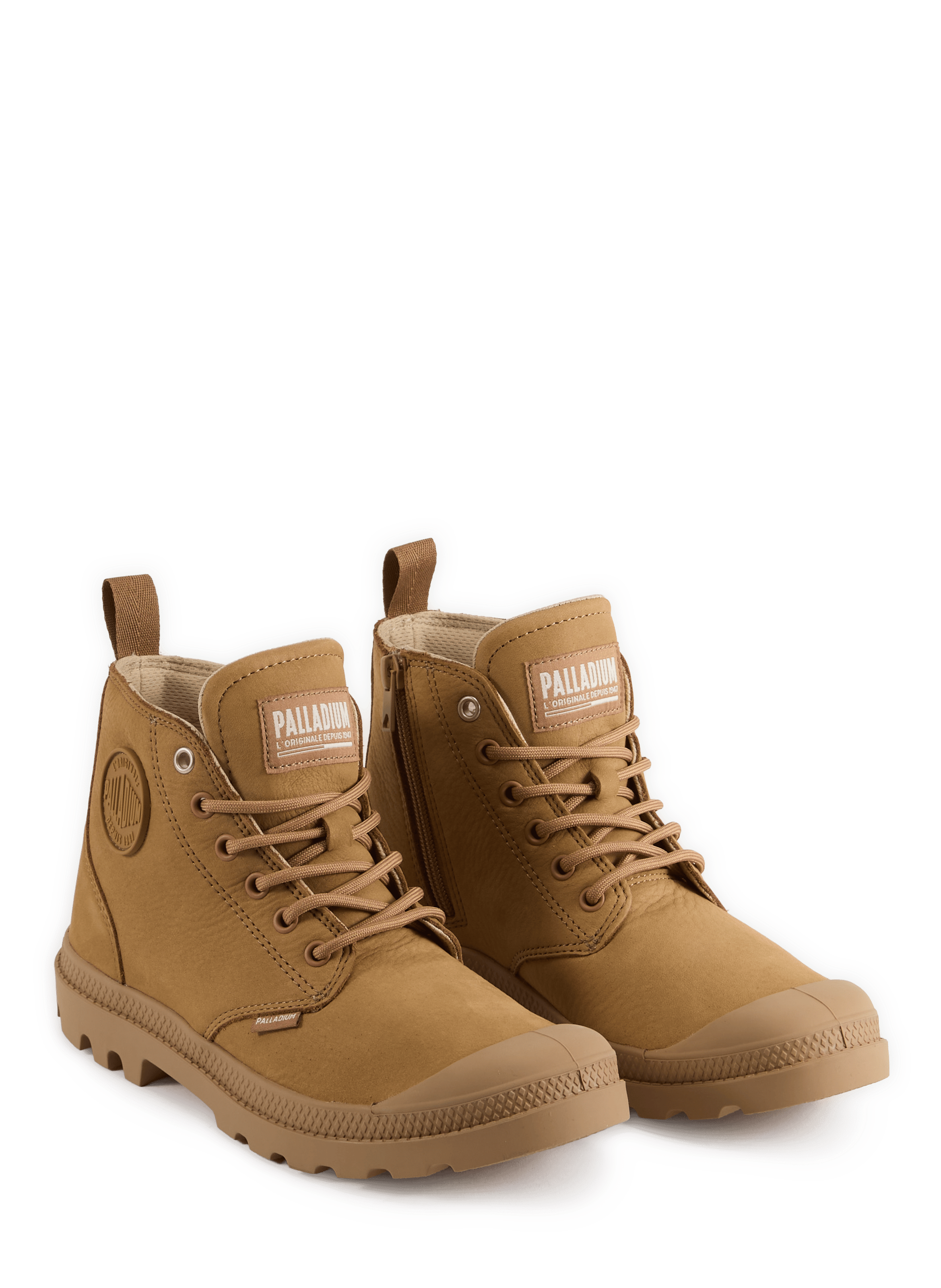 Dual material lace-up Ankle boots  PALLADIUM Brown