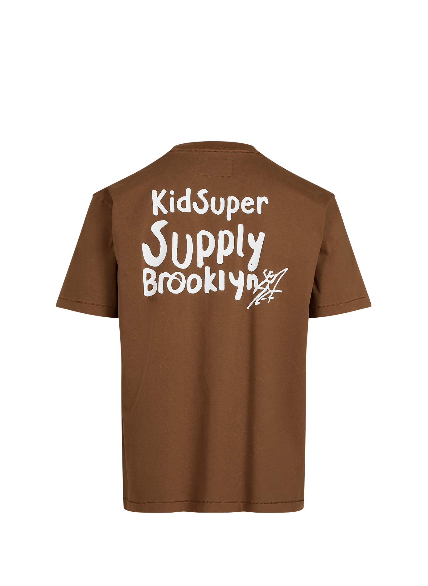 Straight round neck cotton T-shirt | Brown KIDSUPER Men
