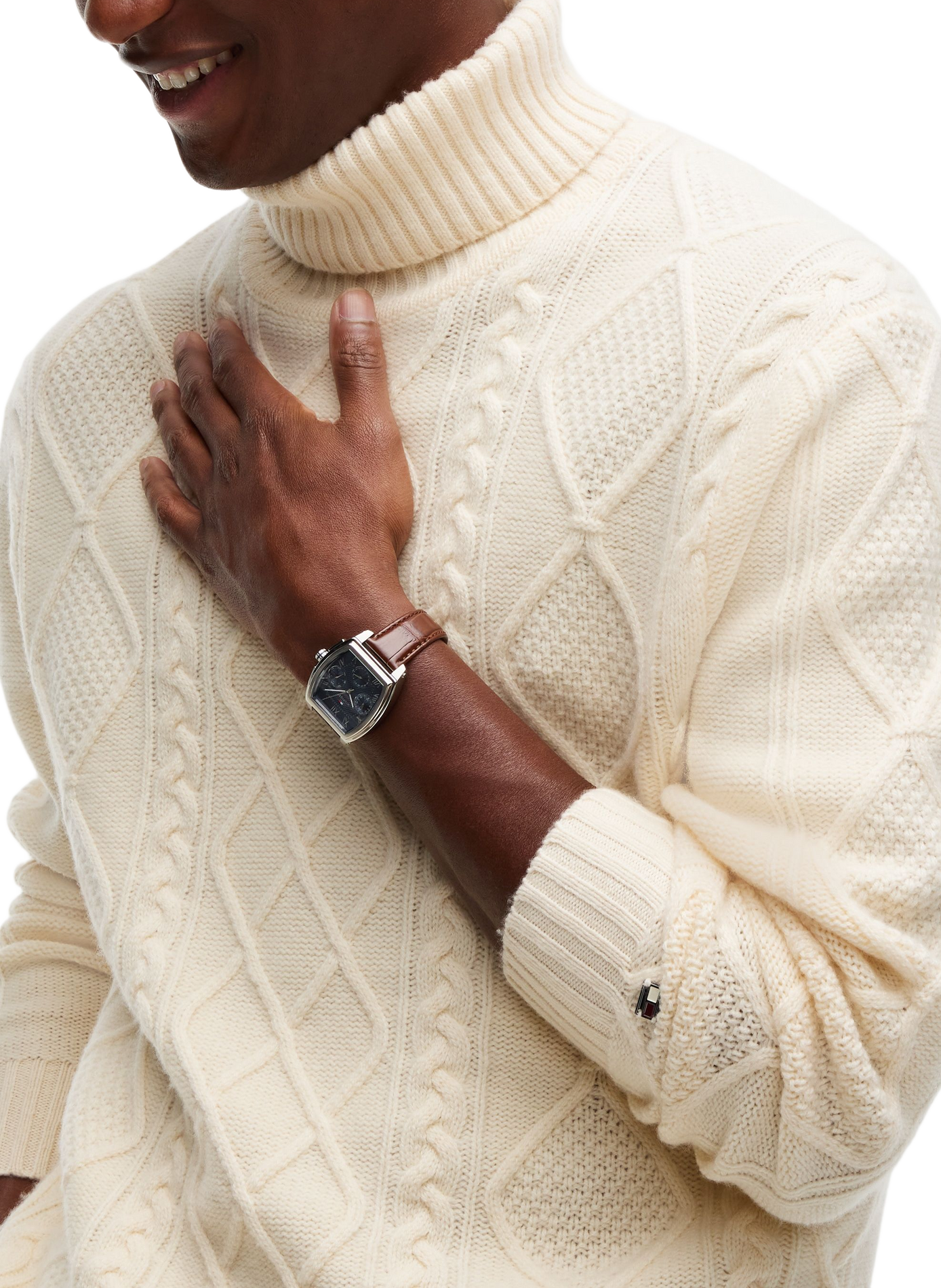 Straight-fit turtleneck sweater in cashmere and wool TOMMY HILFIGER White