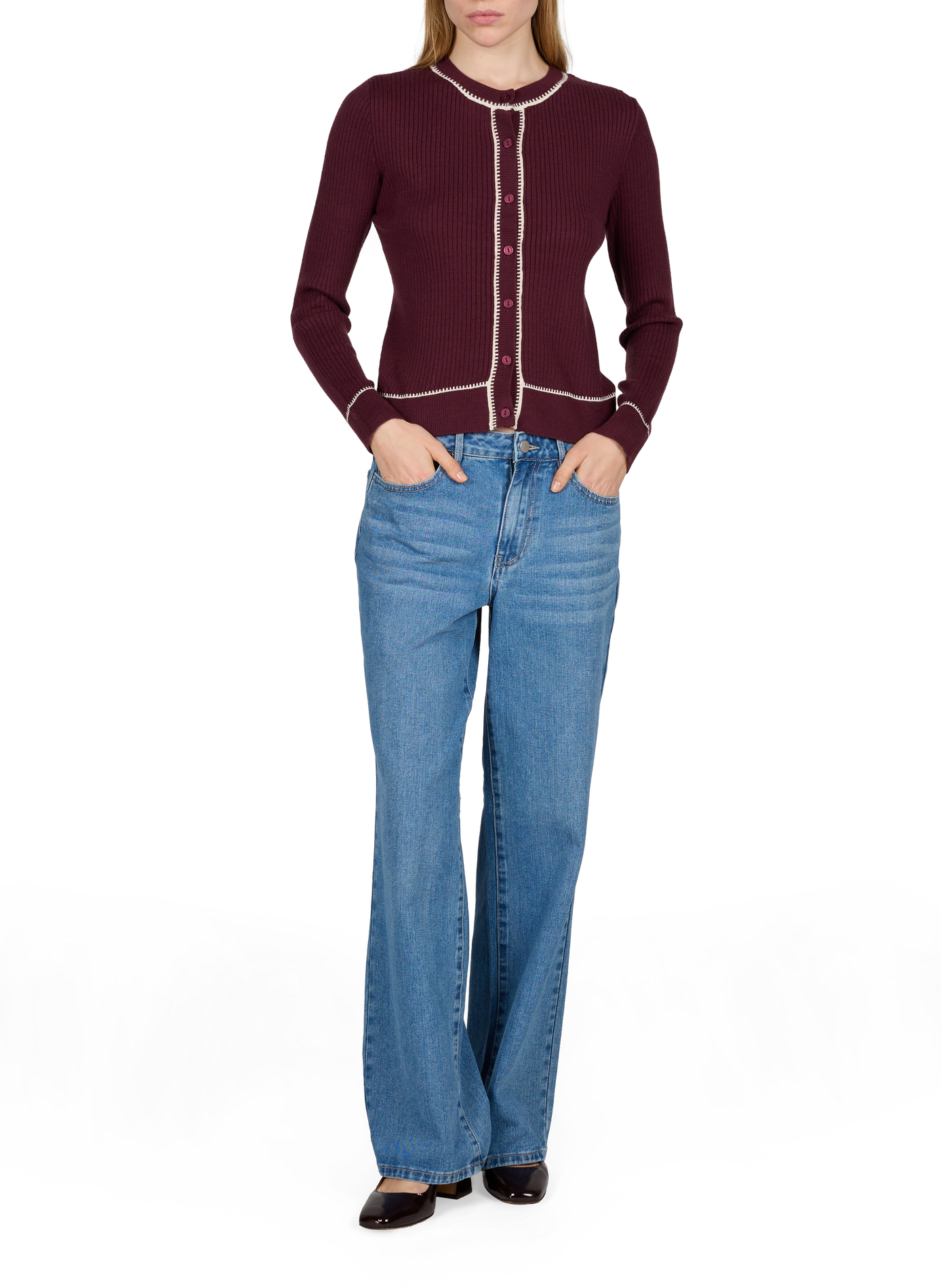 Fitted long-sleeved cardigan VILA Red