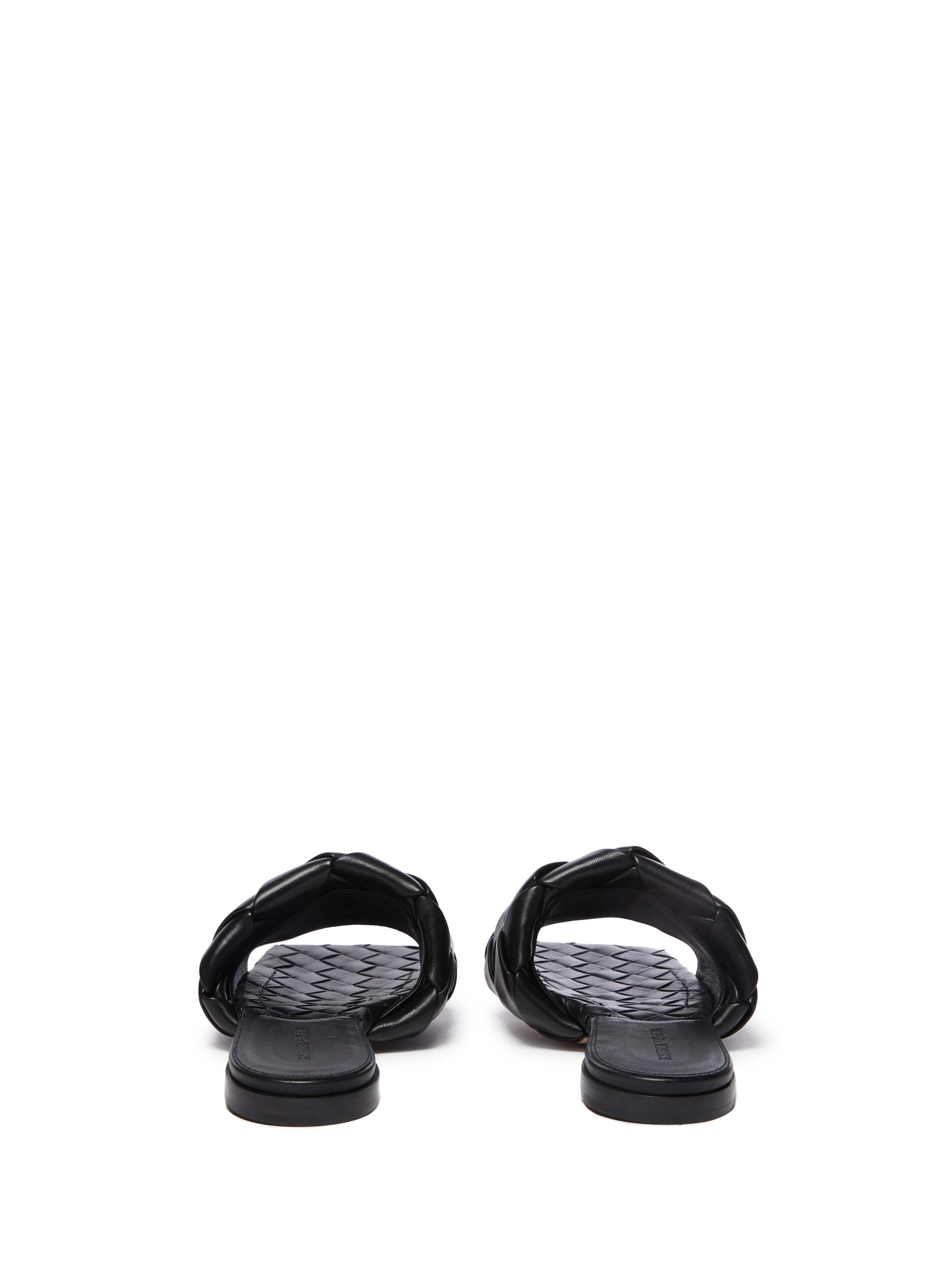 Sandales plates en cuir tressé BOTTEGA VENETA Noir