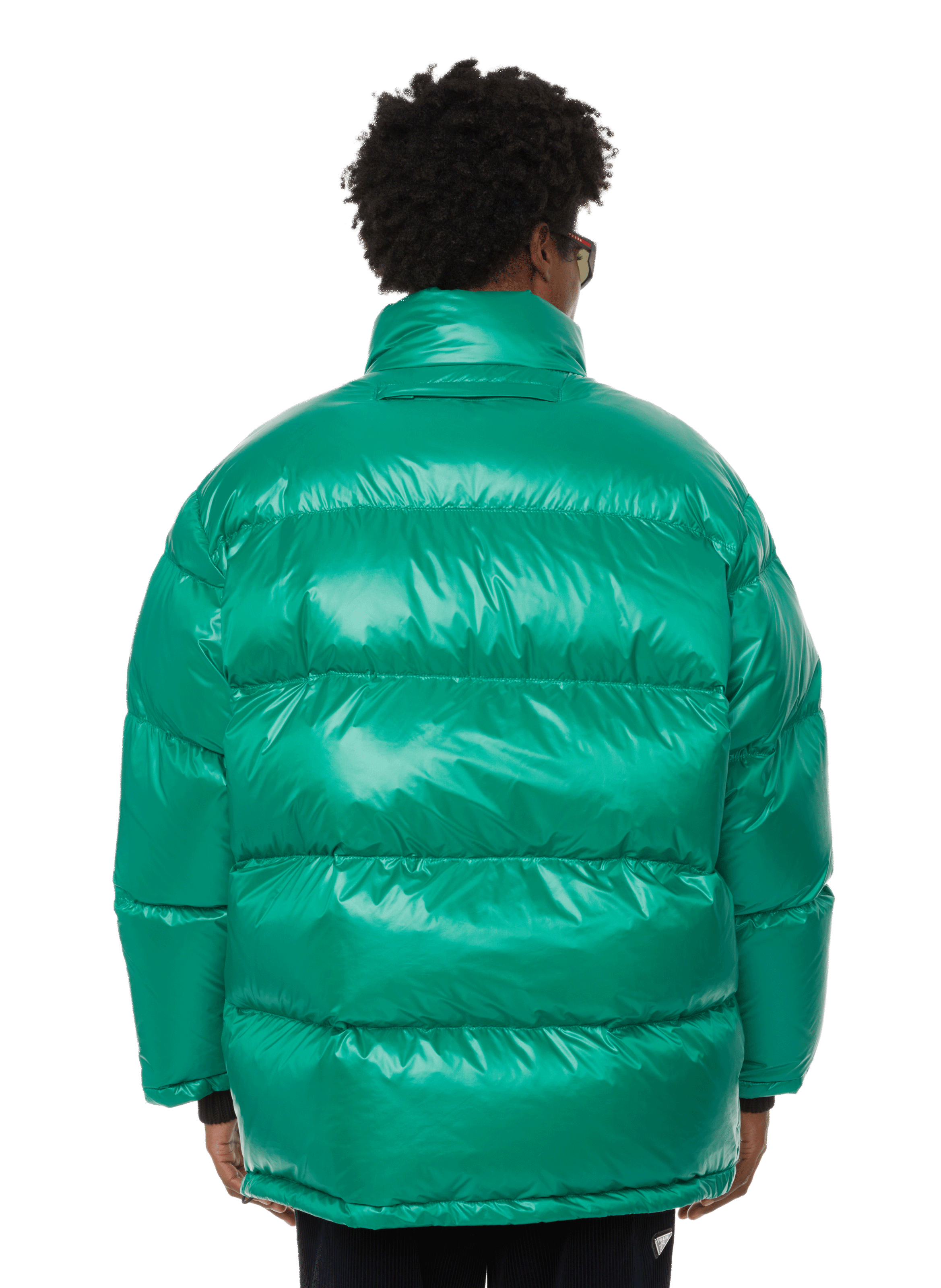 Recycled nylon oversized down jacket PRADA Green