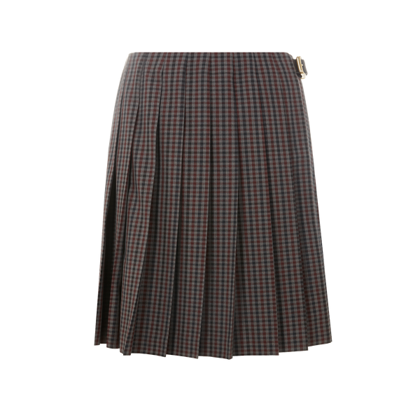 Miu Miu Check Pleated Skirt In Brown