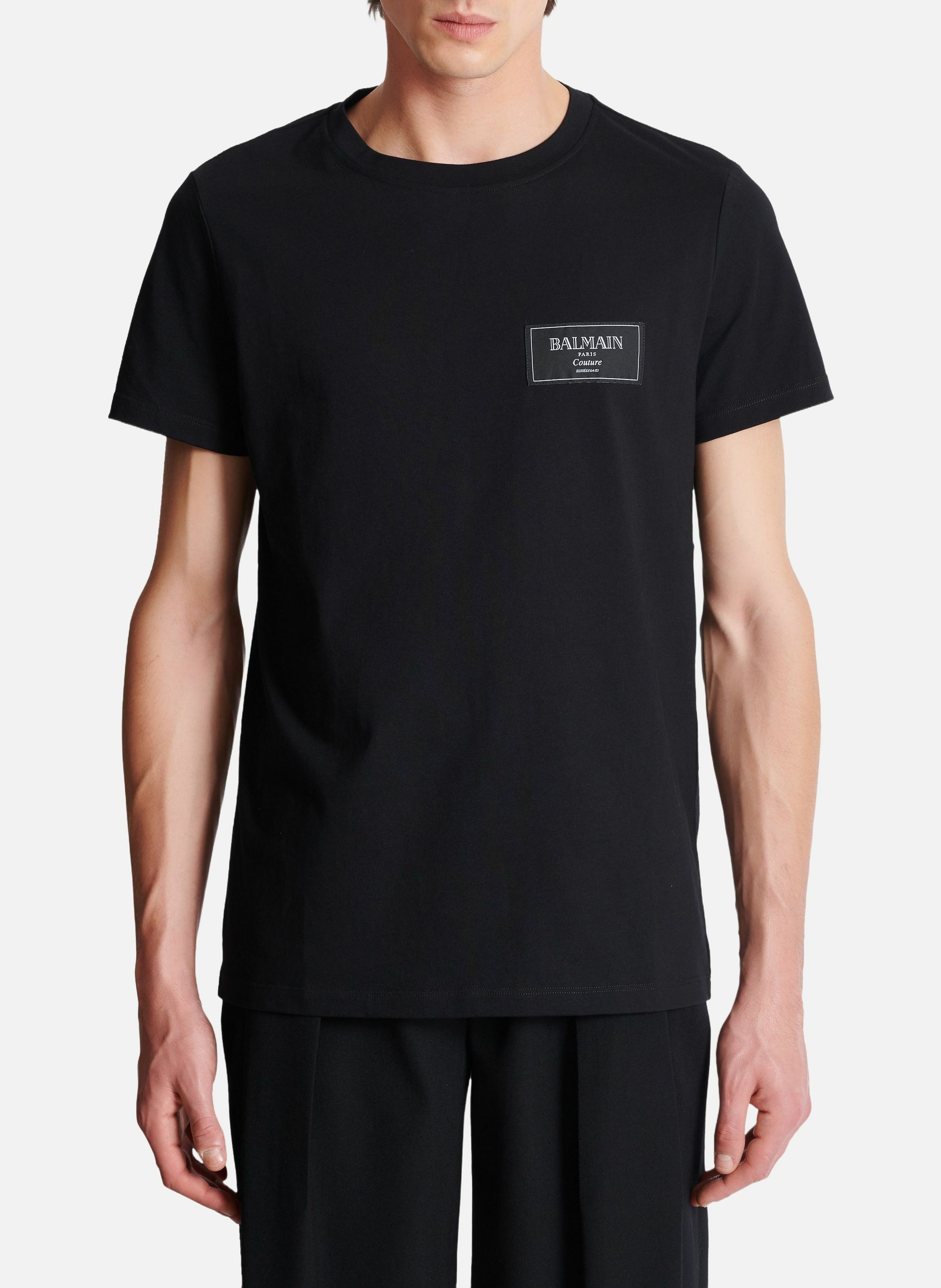 T-shirt à étiquette balmain couture BALMAIN Noir