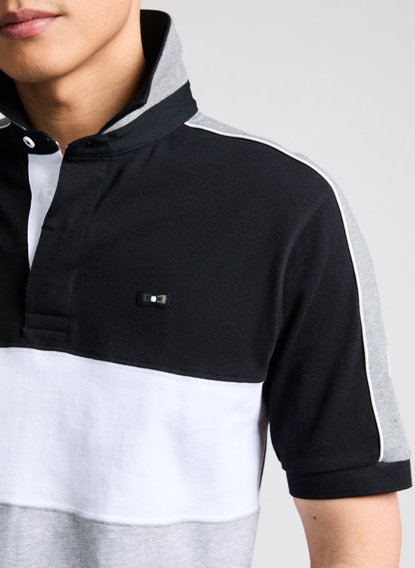 Polo tricolore en coton EDEN PARK Gris