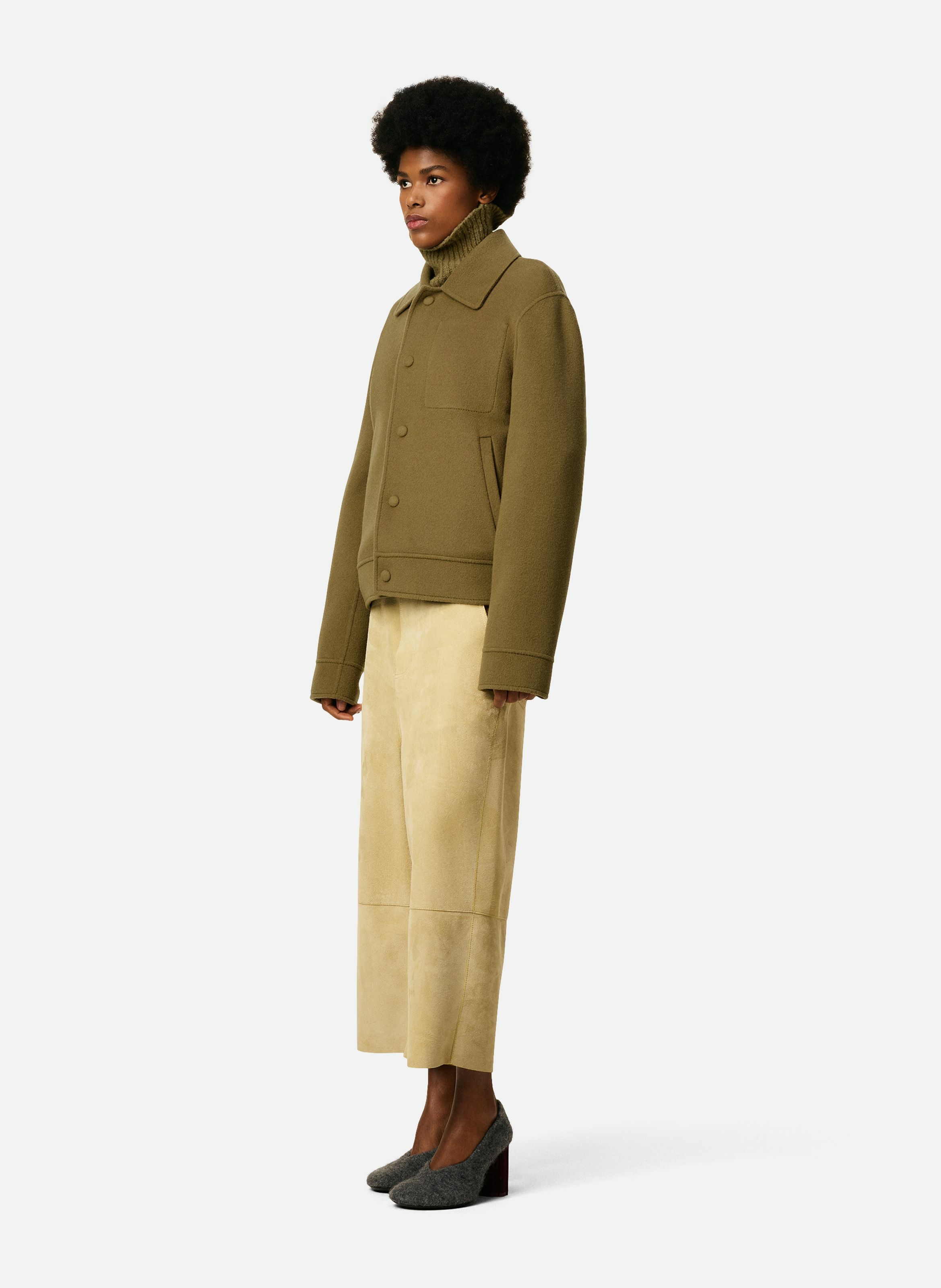 Blouson boule boutonné en laine AMI PARIS Vert