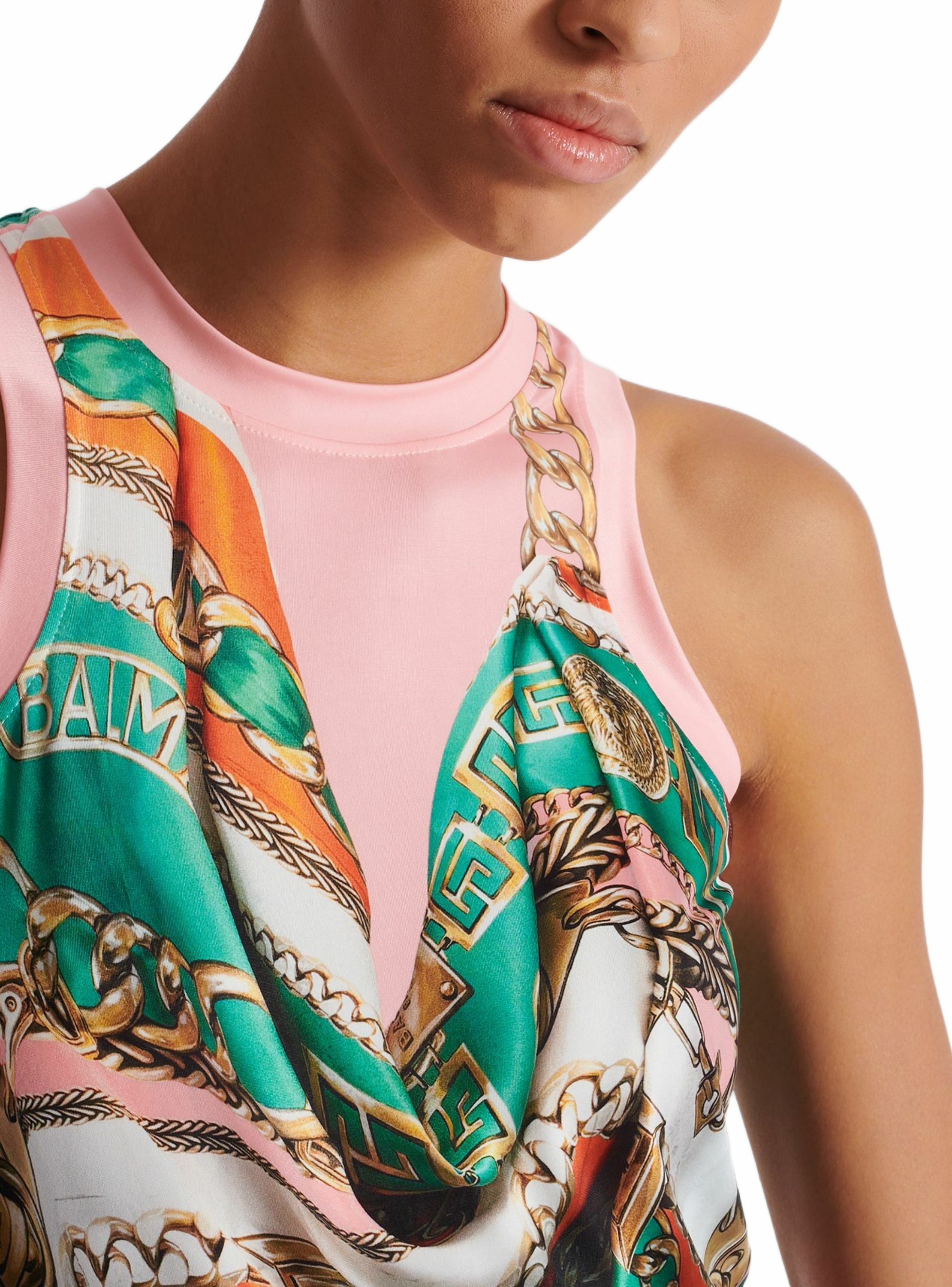 Débardeur imprimé balmain foulard façon trompe-l'œil BALMAIN Multicolore