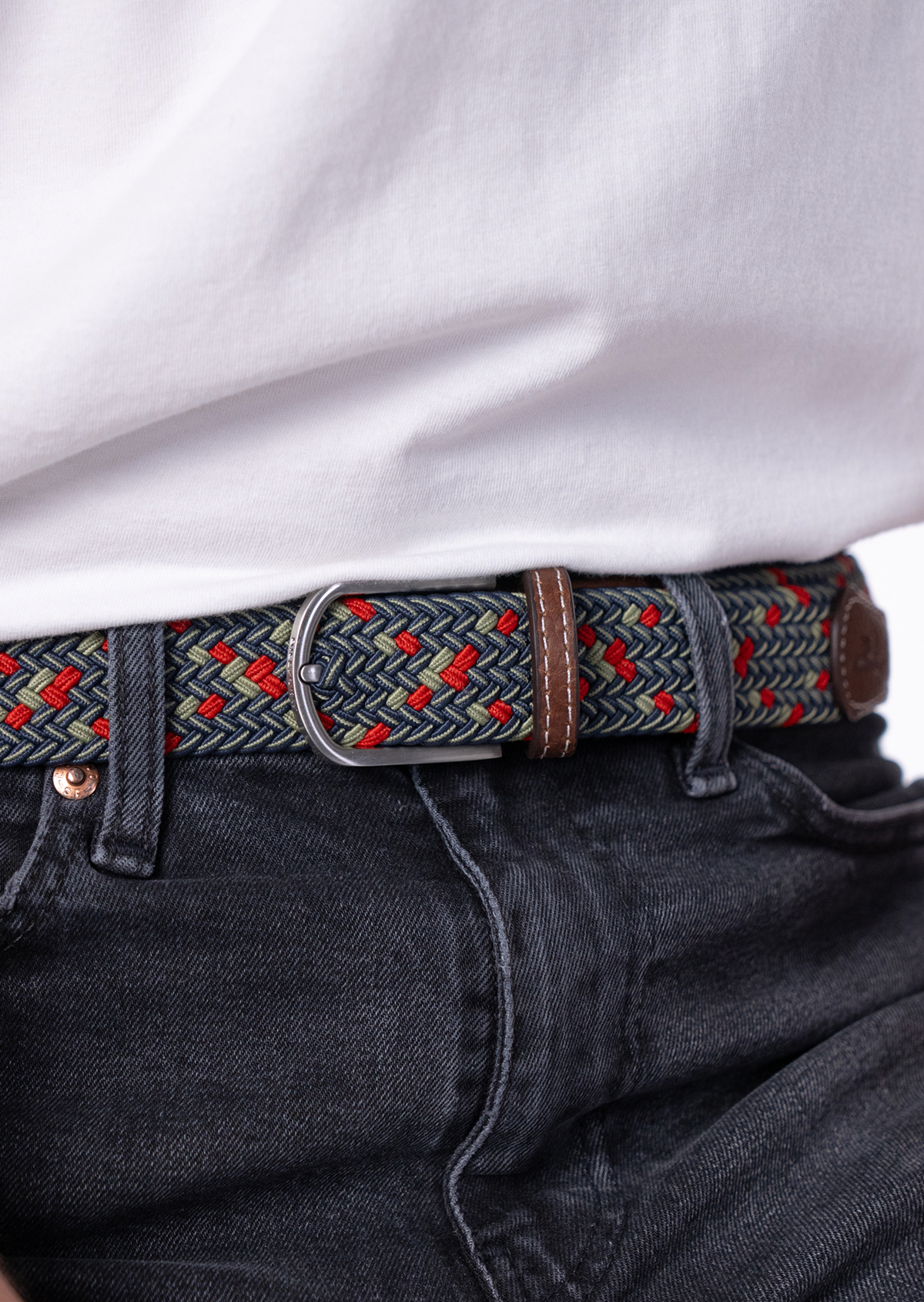 Ceinture tressée élastique multicolore BILLYBELT Vert