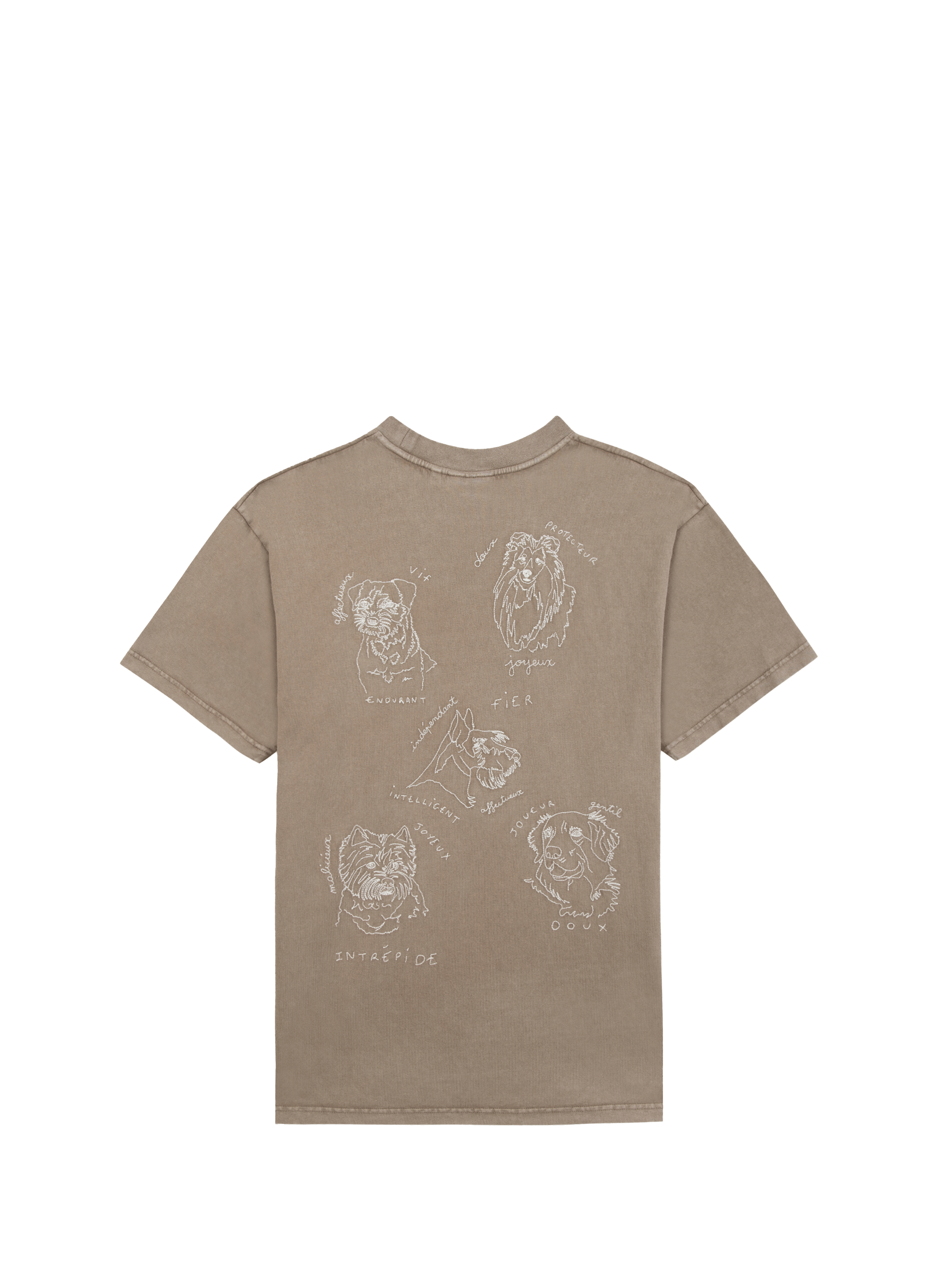 Straight embroidered cotton t-shirt MAISON LABICHE Brown