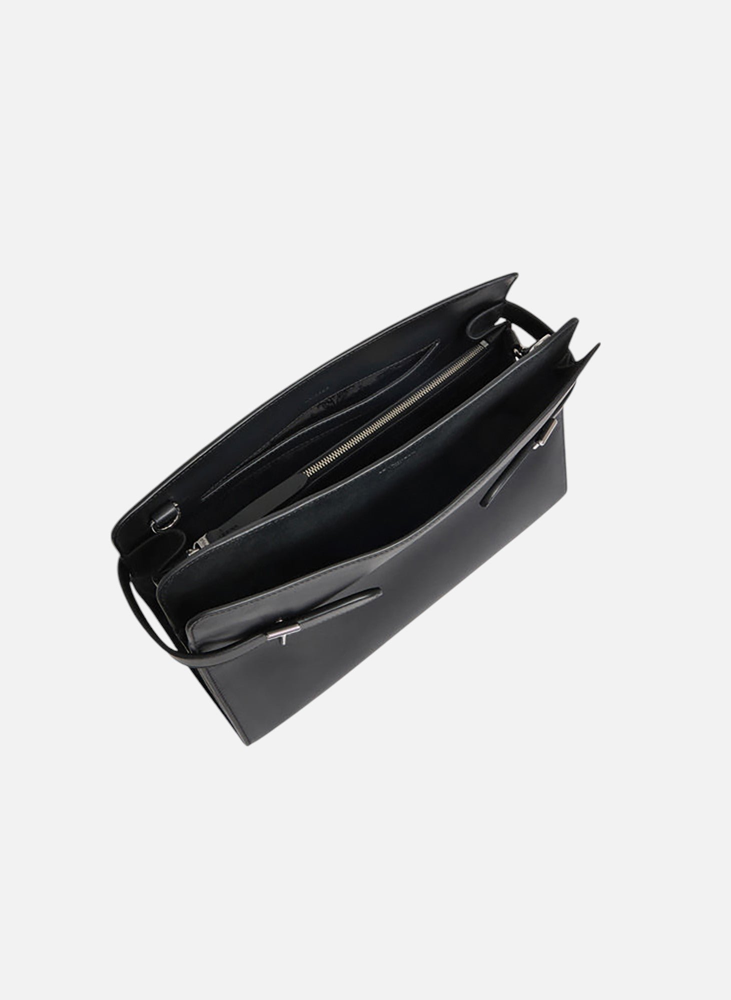 Sac porté épaule grand modèle emie en cuir lisse et nubuck Noir