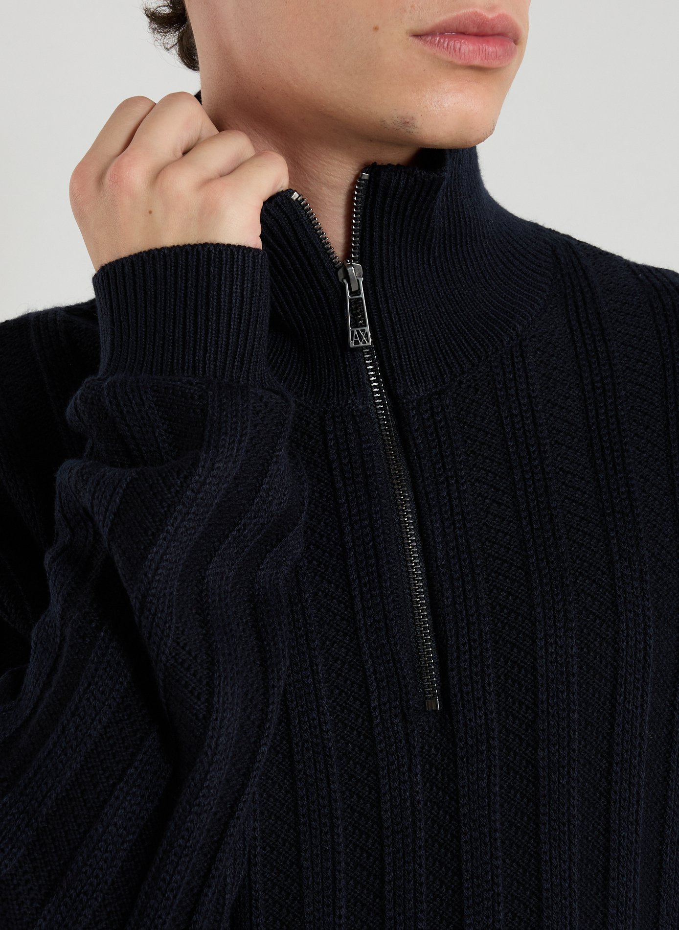 Wool blend zip-up sweater ARMANI EXCHANGE Blue