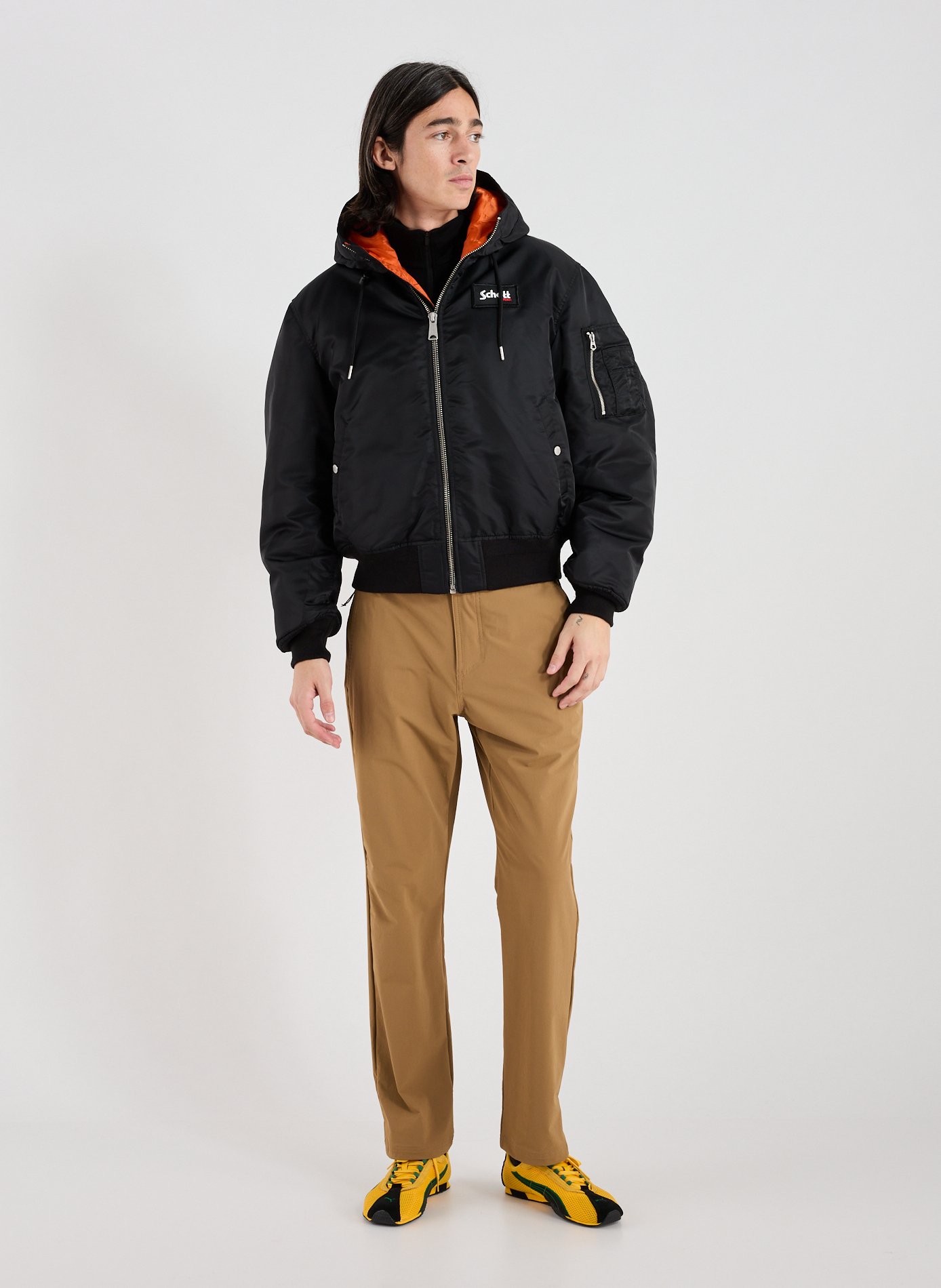 Blouson à capuche avec sac à dos intégré SCHOTT Noir