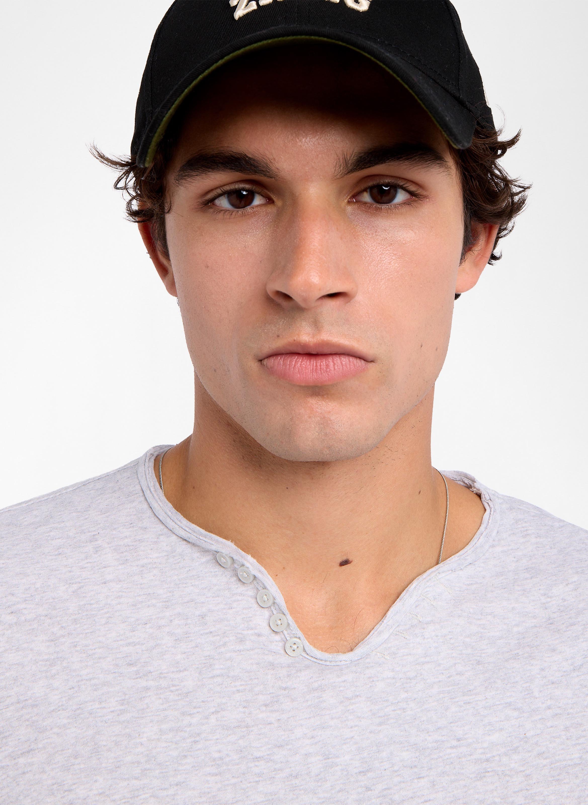 Tee-shirt droit col tunisien en coton monastir ZADIG&VOLTAIRE Gris