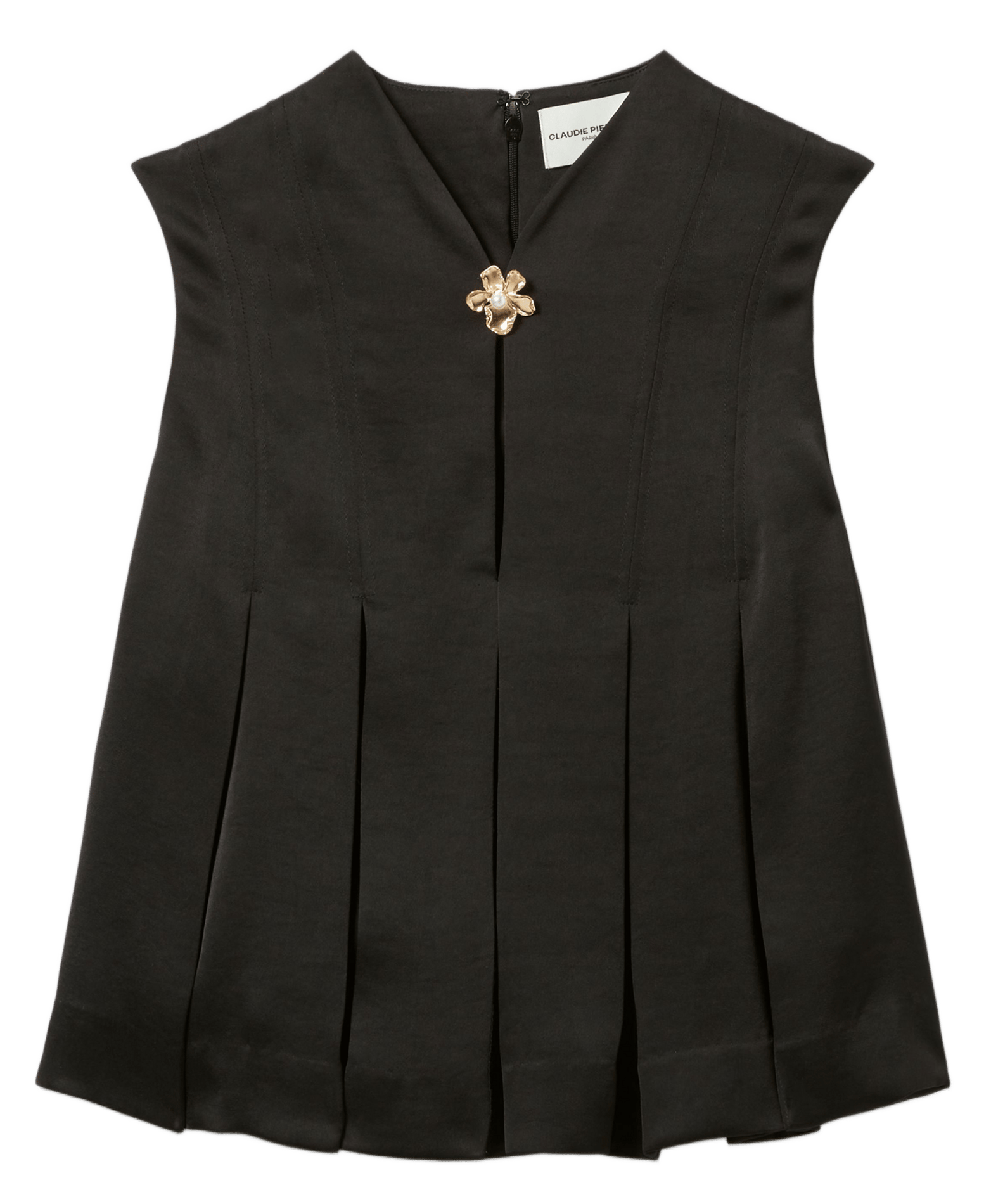 Top col mao satiné betty CLAUDIE PIERLOT Noir