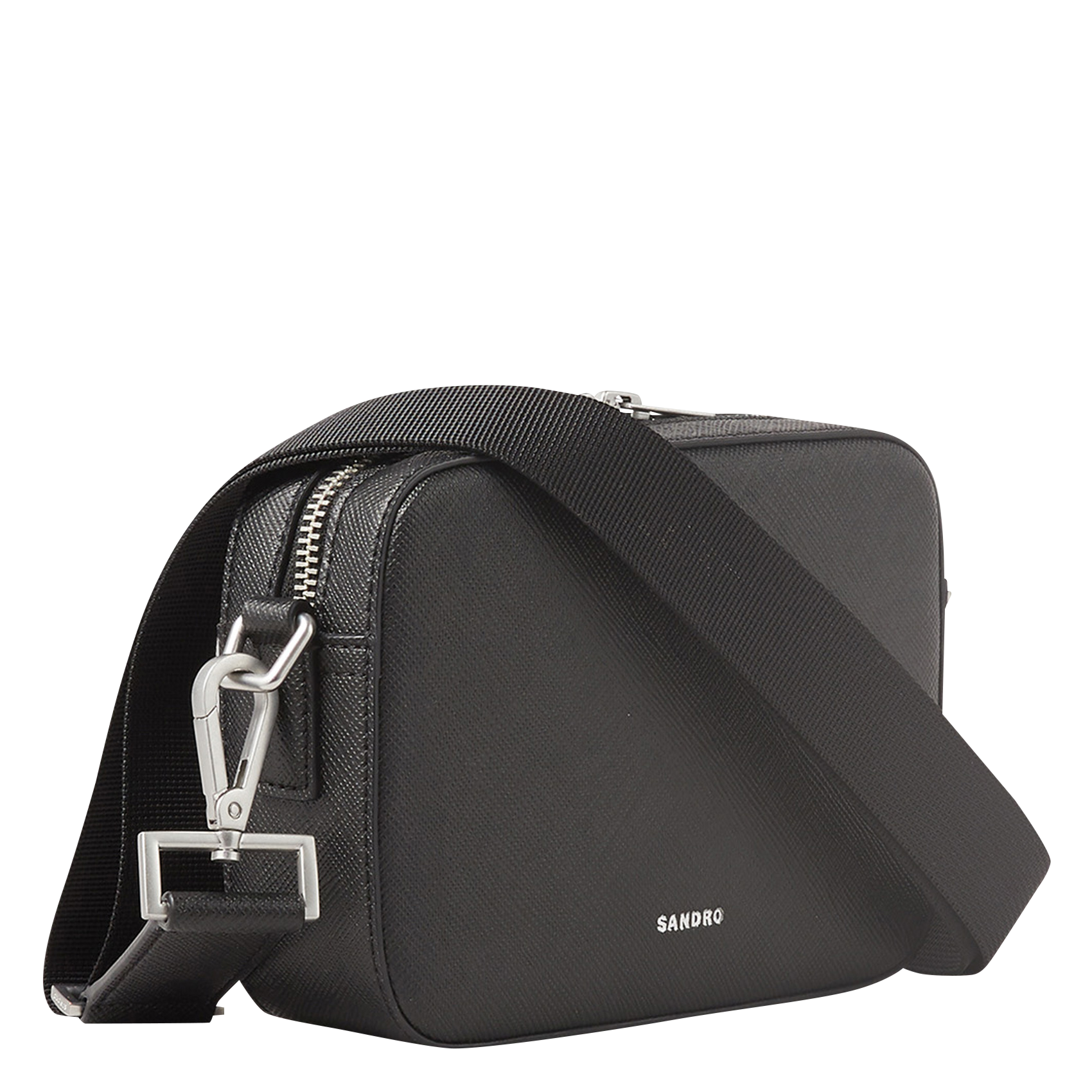 Sac bandoulière en cuir recyclé minibag hook SANDRO Noir