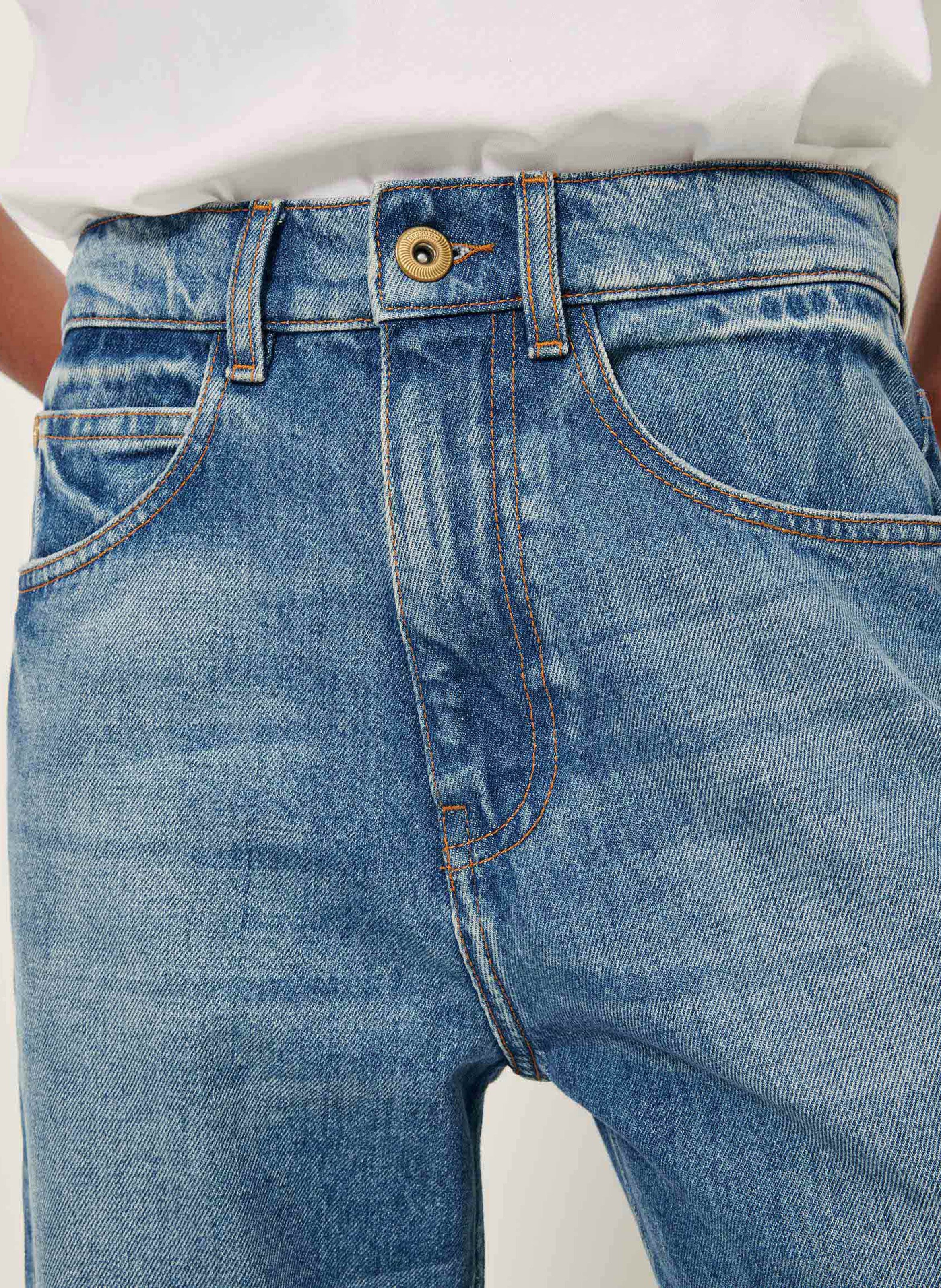 Jean droit taille mi-haute en coton denimi SESSUN Bleu