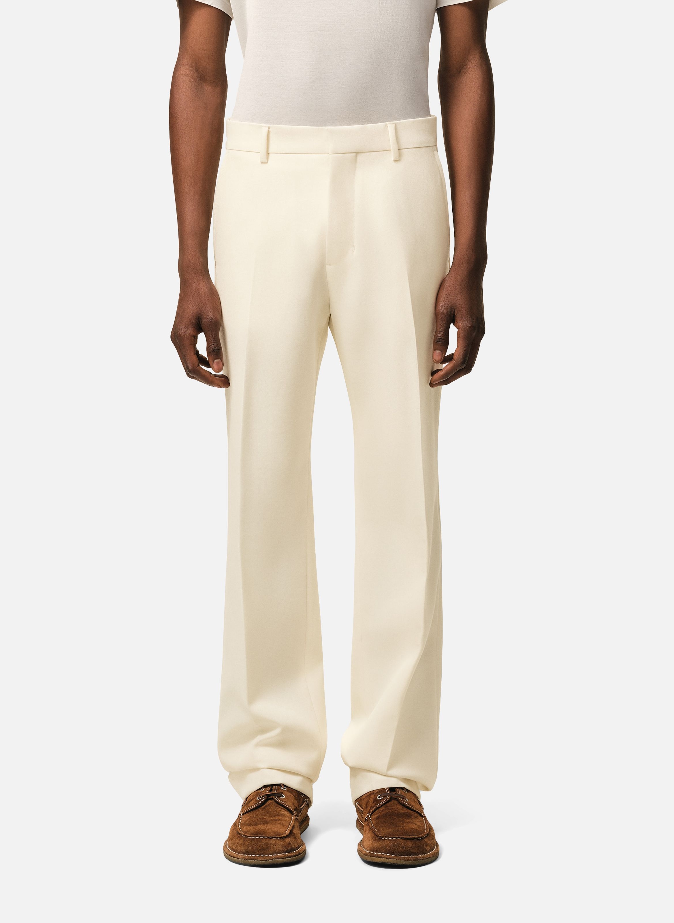 Pantalon droit en laine AMI PARIS Blanc