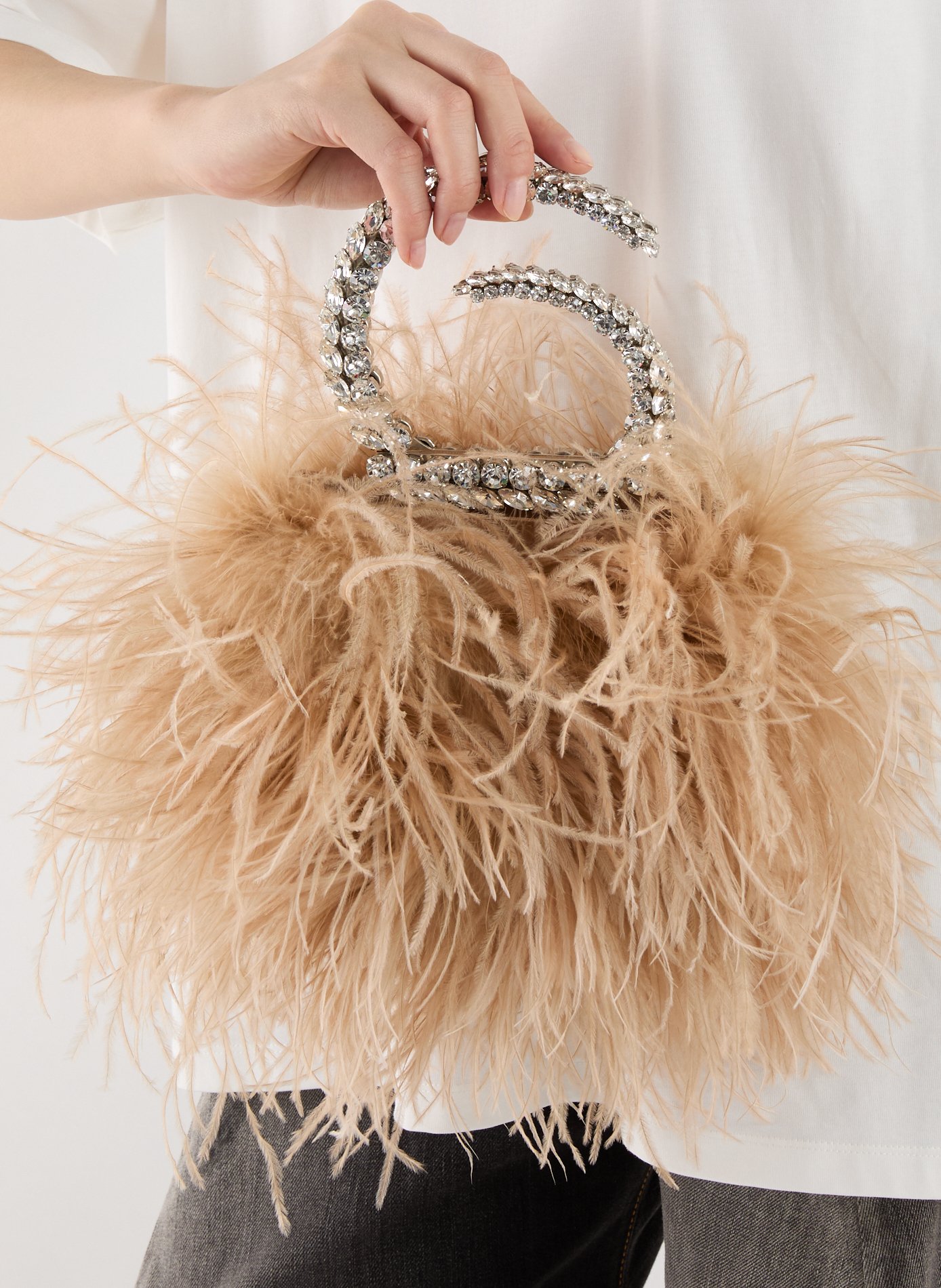 Sac à main Karma à plumes L'ALINGI Beige