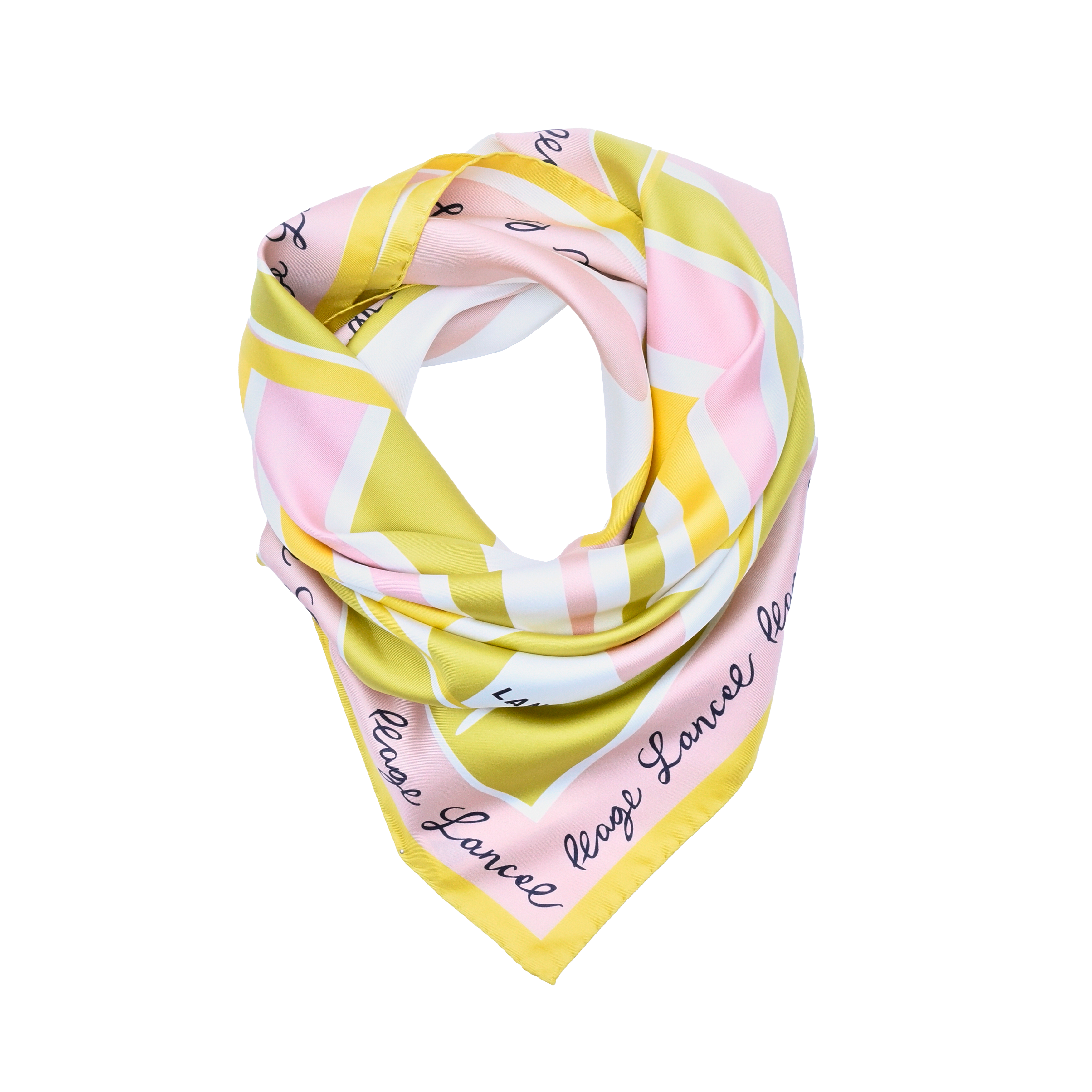 Carré de soie 90 motif sunrise en soie LANCEL Vert