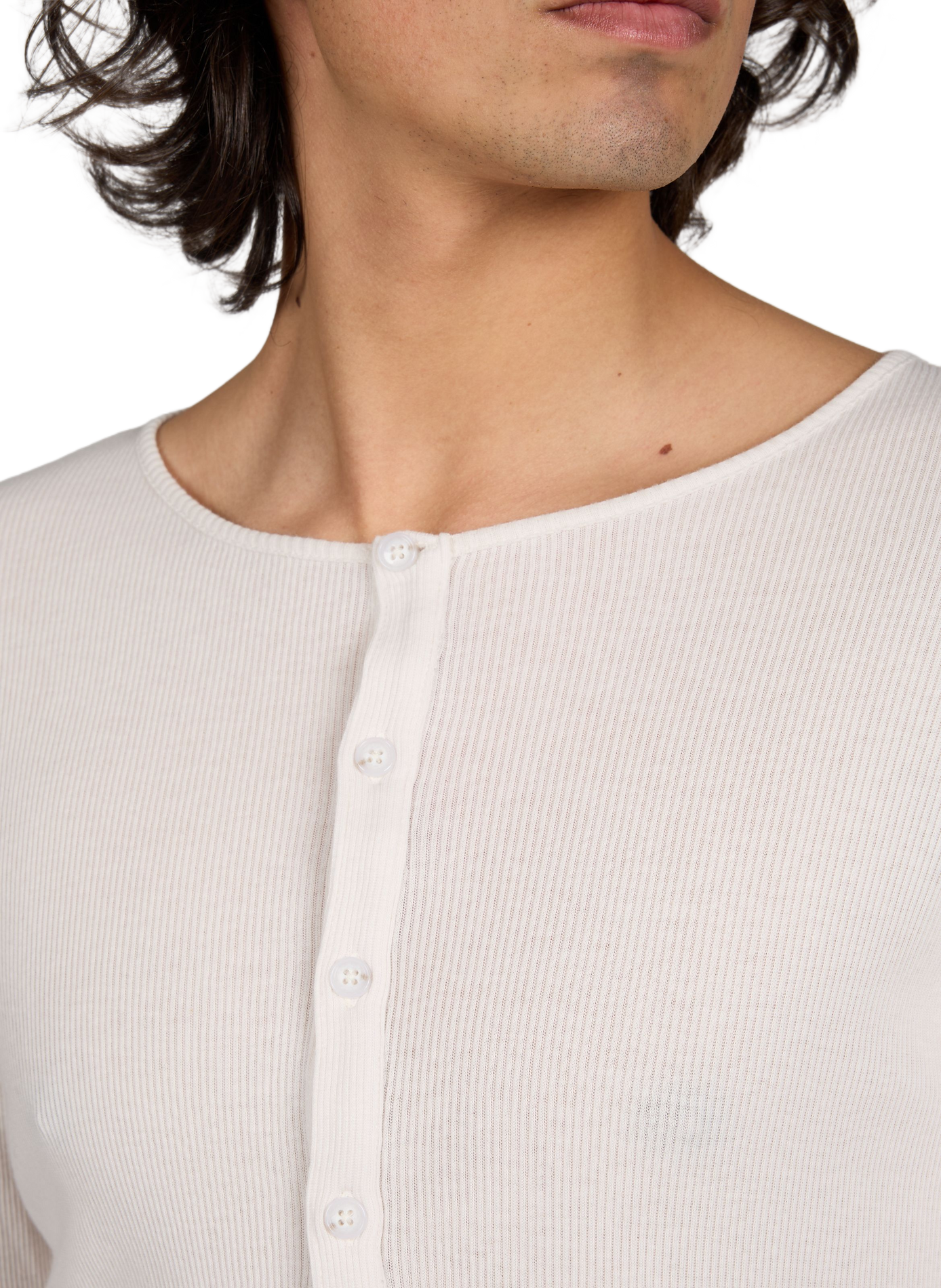 Cardigan Ilyas Serafino en coton ANN DEMEULEMEESTER Blanc