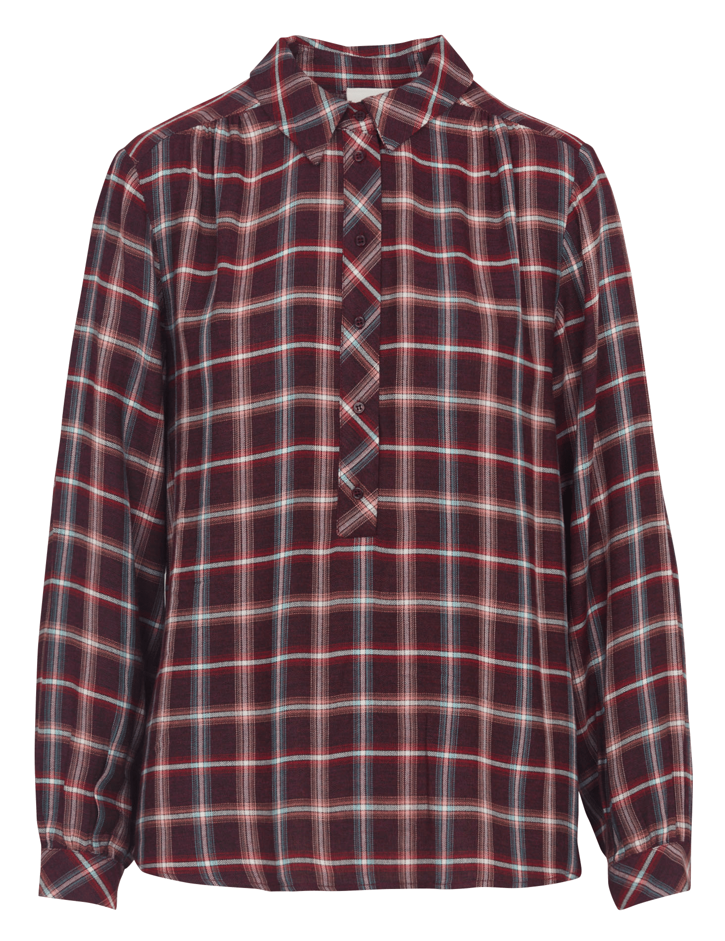 Blouse droite col classique à carreaux babylon MAISON 123 Rouge