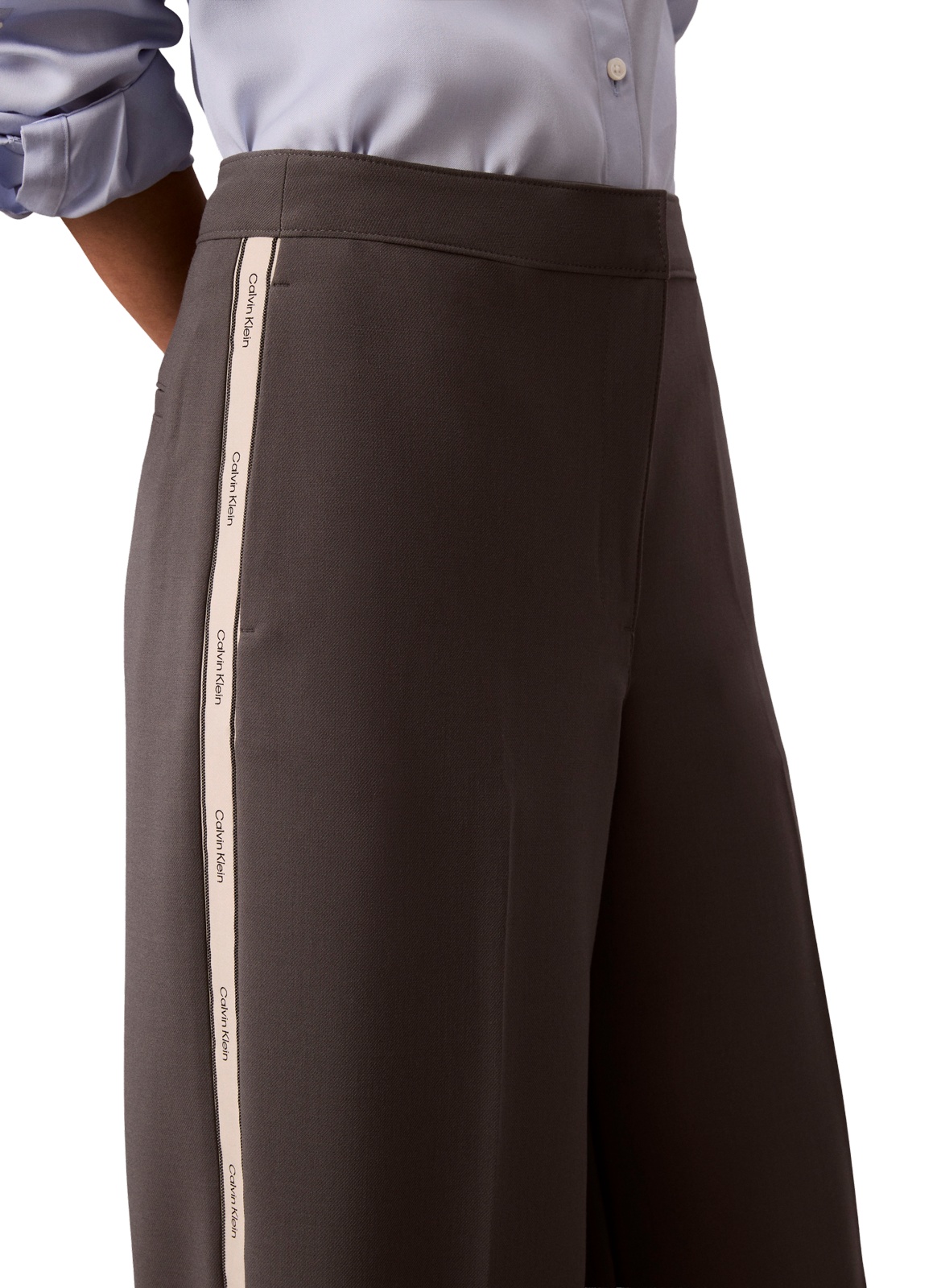 Pantalon large à bande contrastante avec logo CALVIN KLEIN Gris
