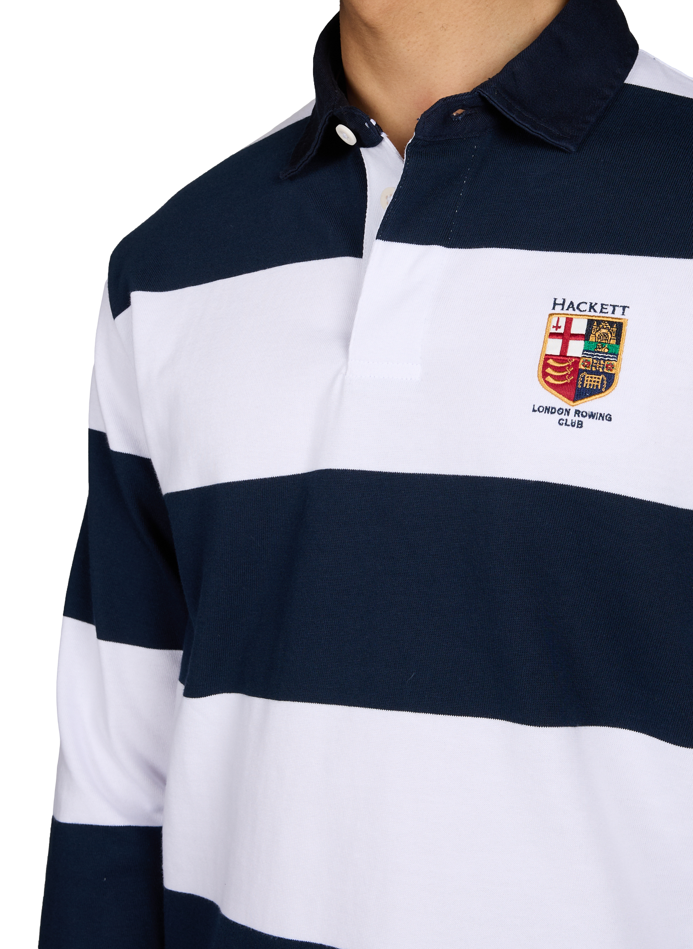 Long-sleeved striped polo HACKETT White