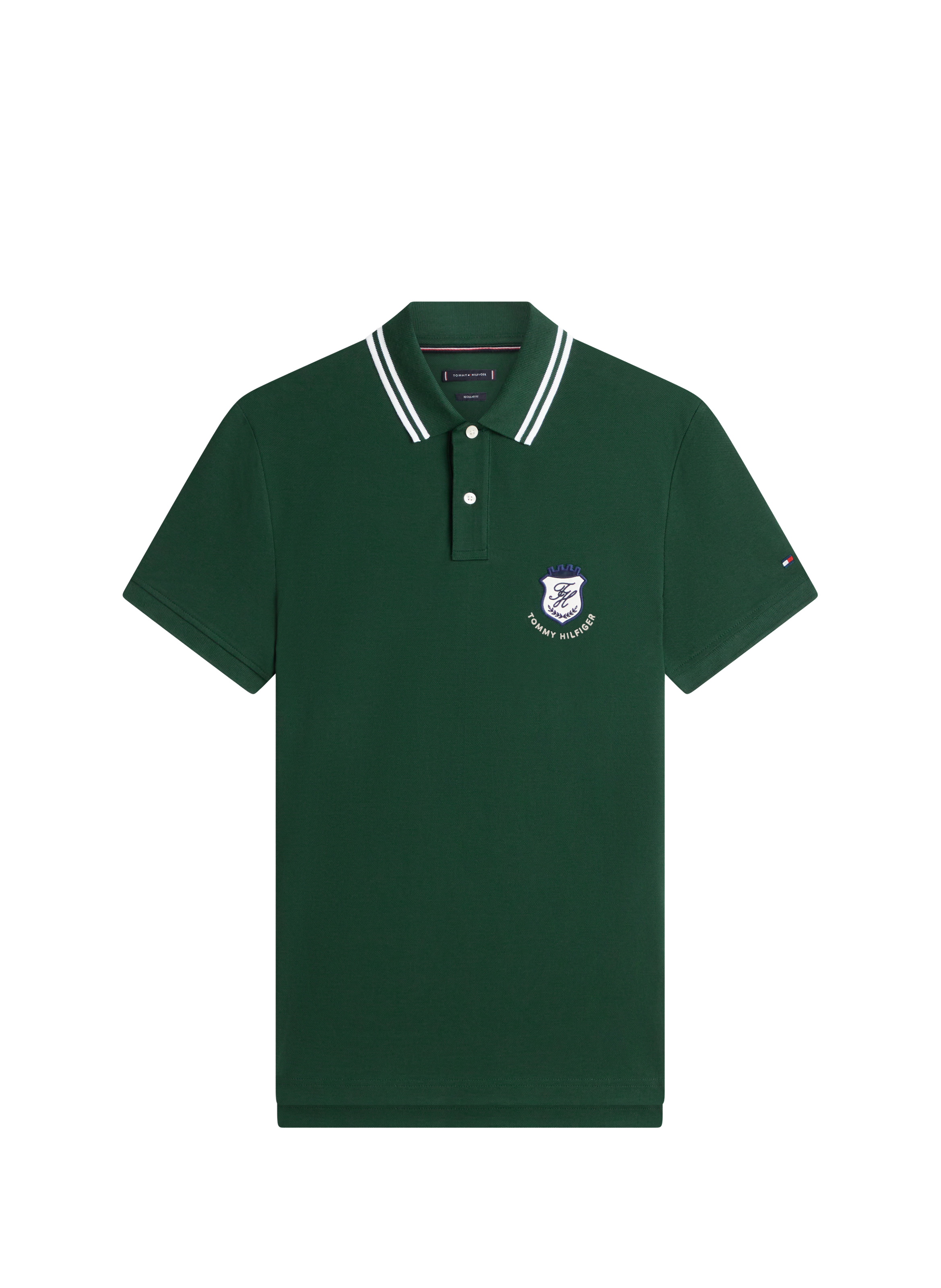 Polo droit à logo en coton mélangé TOMMY HILFIGER Vert