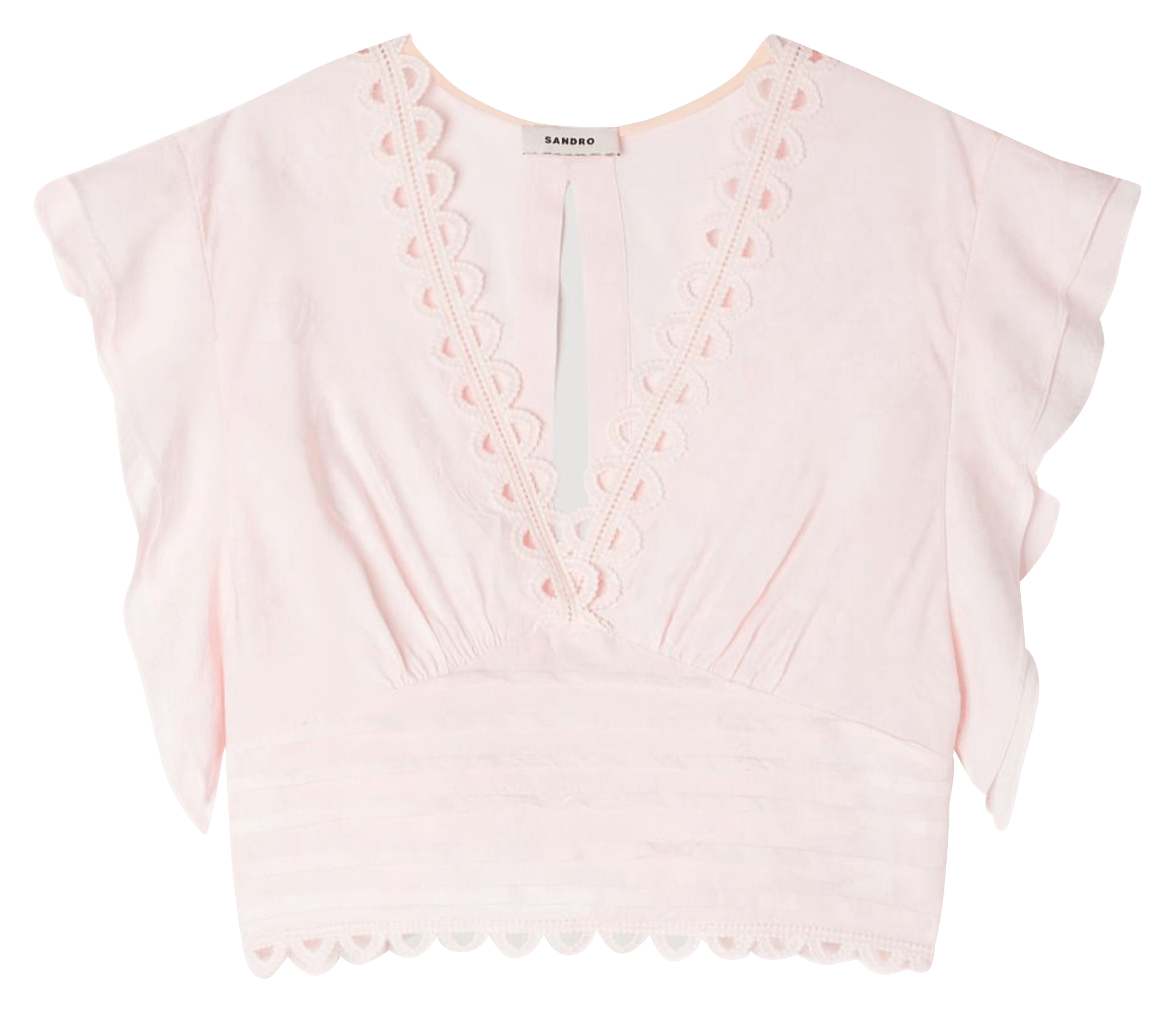 Top court sans manches à broderies SANDRO Rose