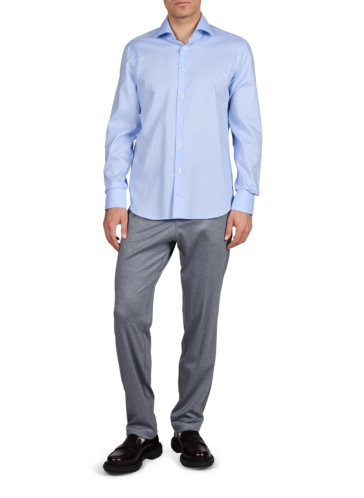 Chemise à carreaux en coton VAN LAACK Bleu