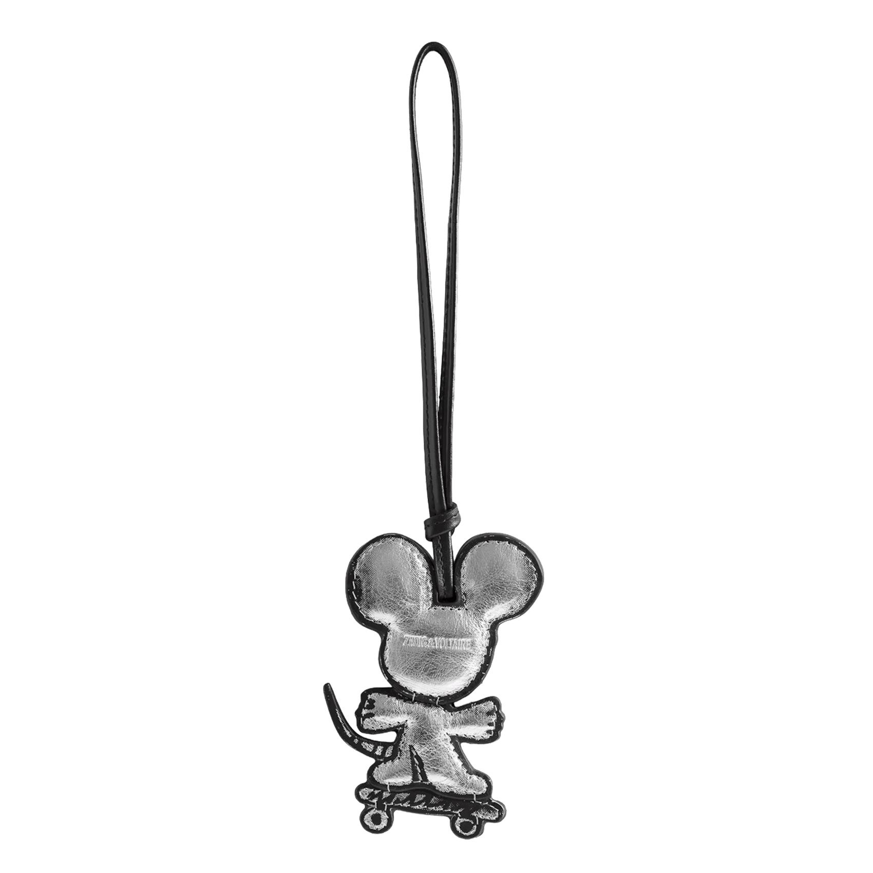 Porte-clés souris en cuir mouse skater ZADIG&VOLTAIRE Argent