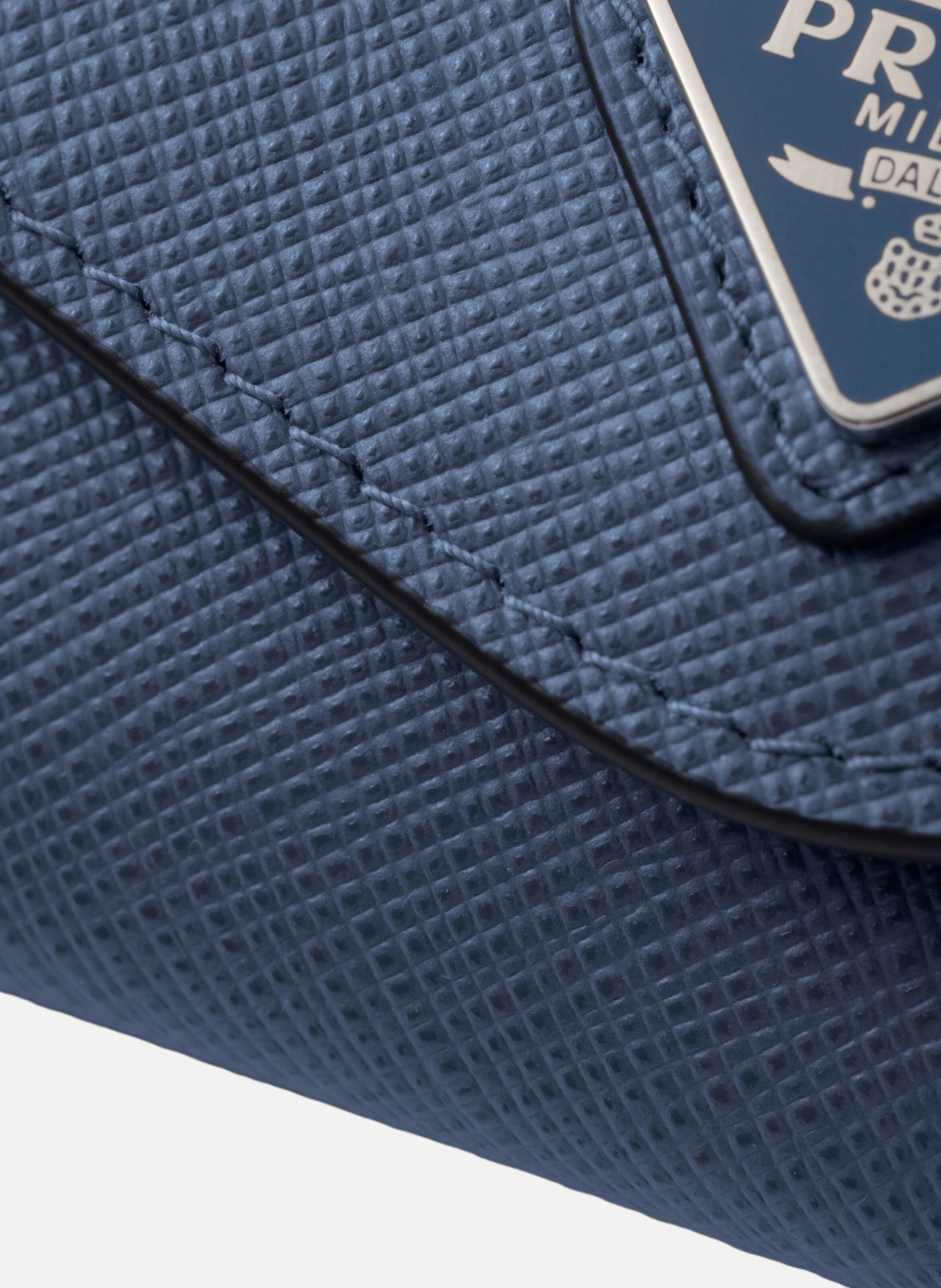 Étui à lunettes en cuir saffiano PRADA Bleu