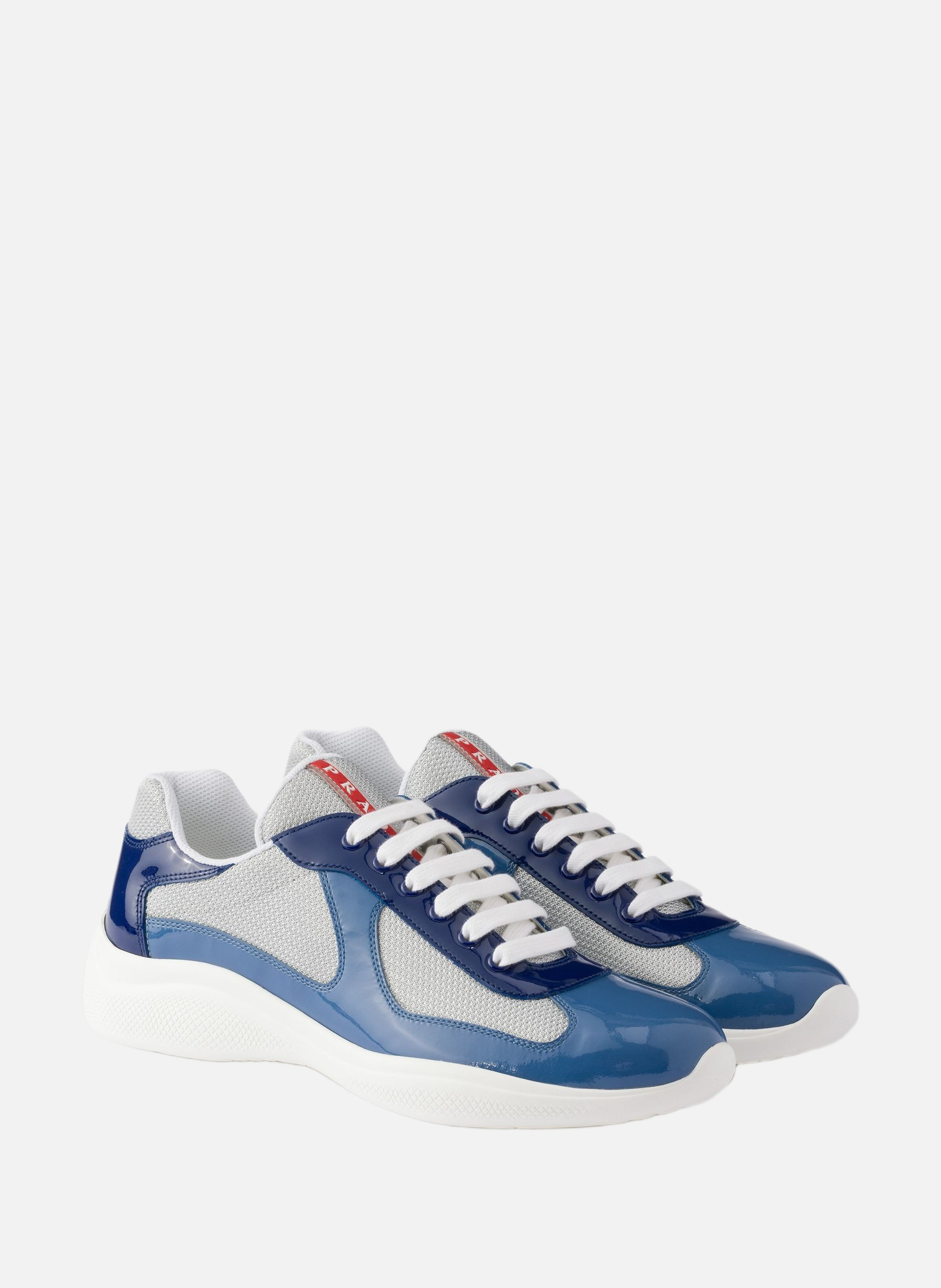 Sneakers prada america’s cup en cuir verni et tiss | Bleu PRADA Homme