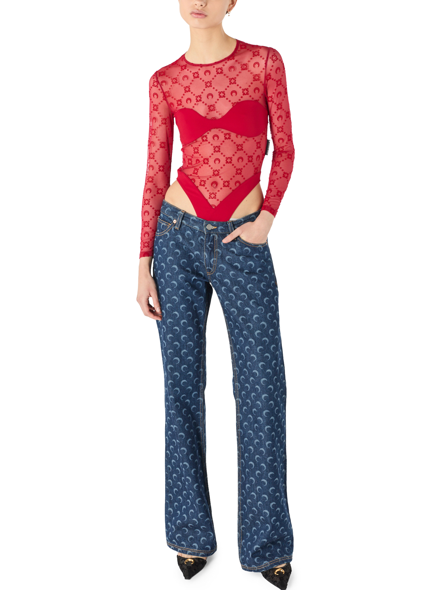 Midnight blue denim bootcut jeans MARINE SERRE Blue