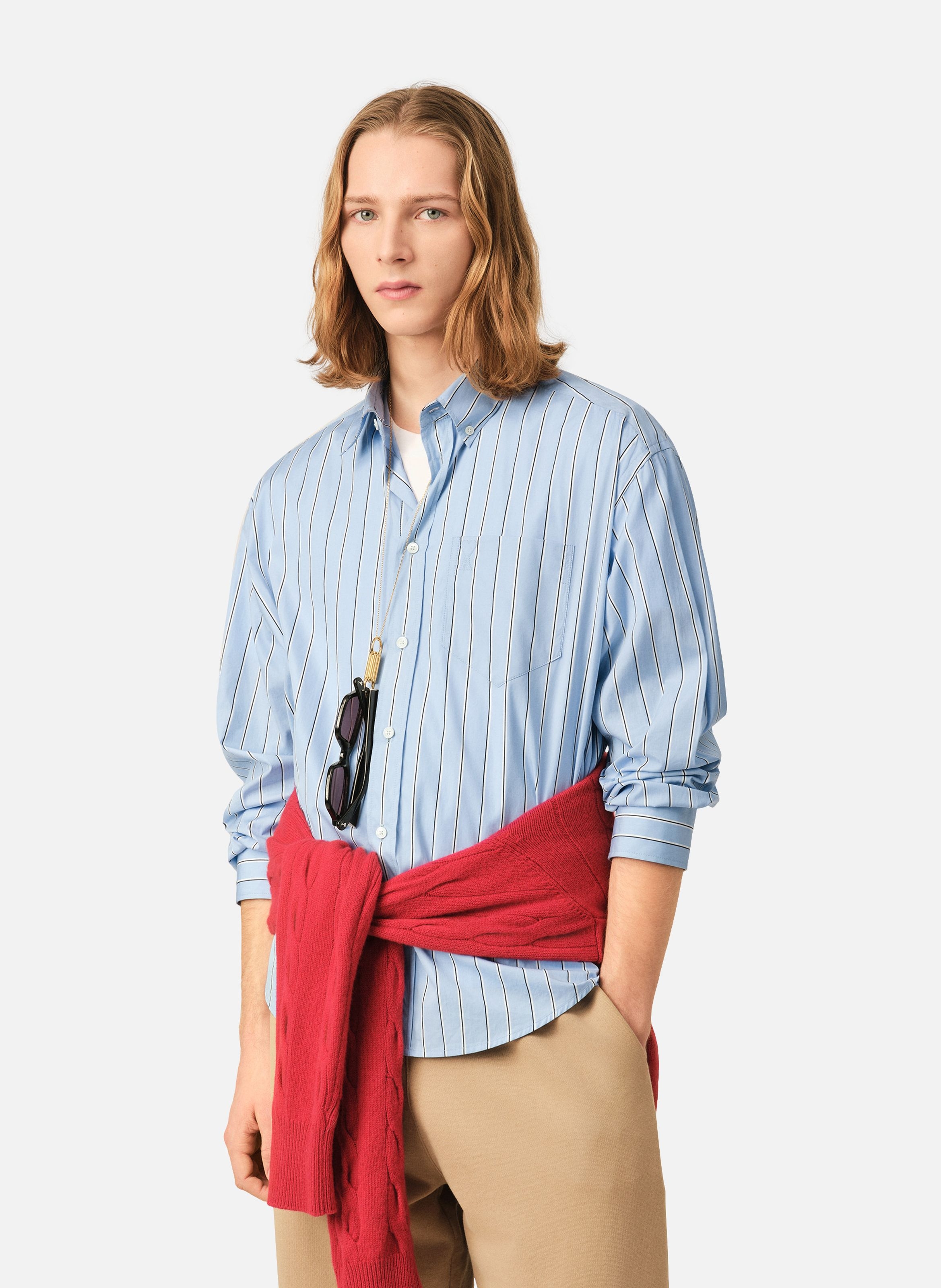 Chemise boxy en coton ami de coeur embossé AMI PARIS Bleu