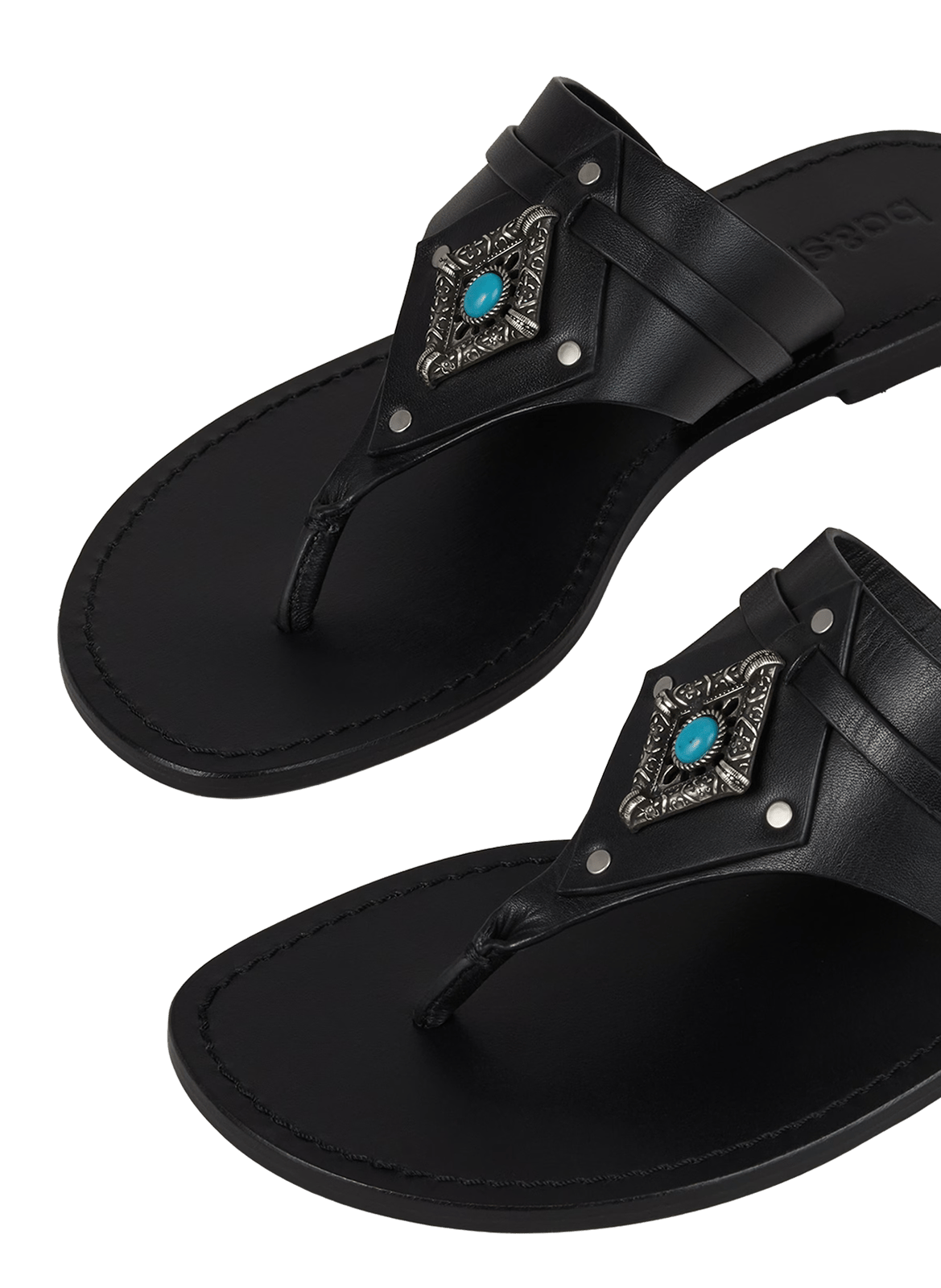 Leren slippers met Corfou-ornamenten BA&SH Zwart