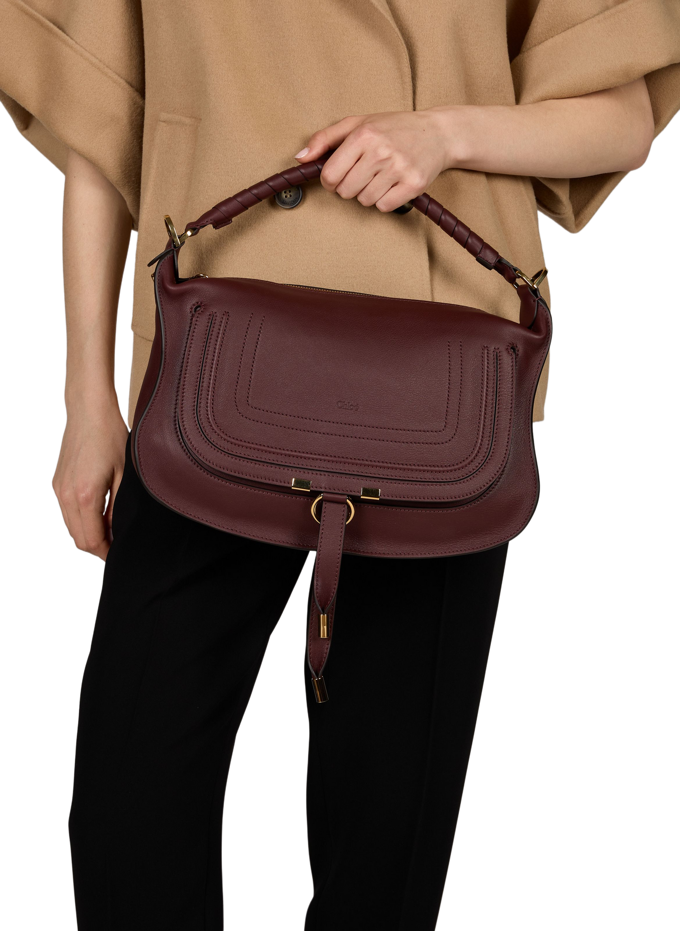 Pequeño bolso Marcie de cuero de becerro liso CHLOÉ Marrón