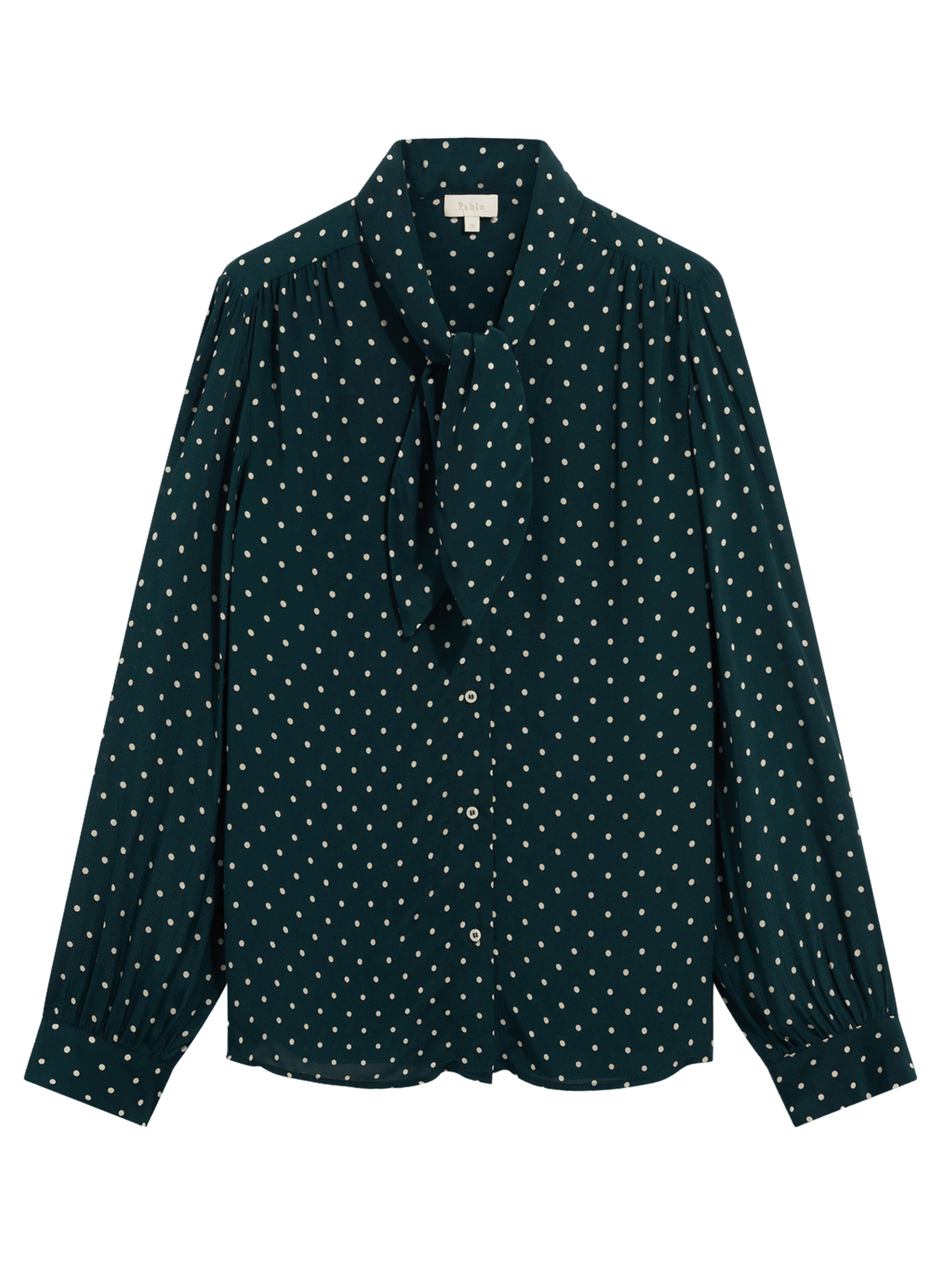 Chemise col cravate à pois - louise PABLO Vert
