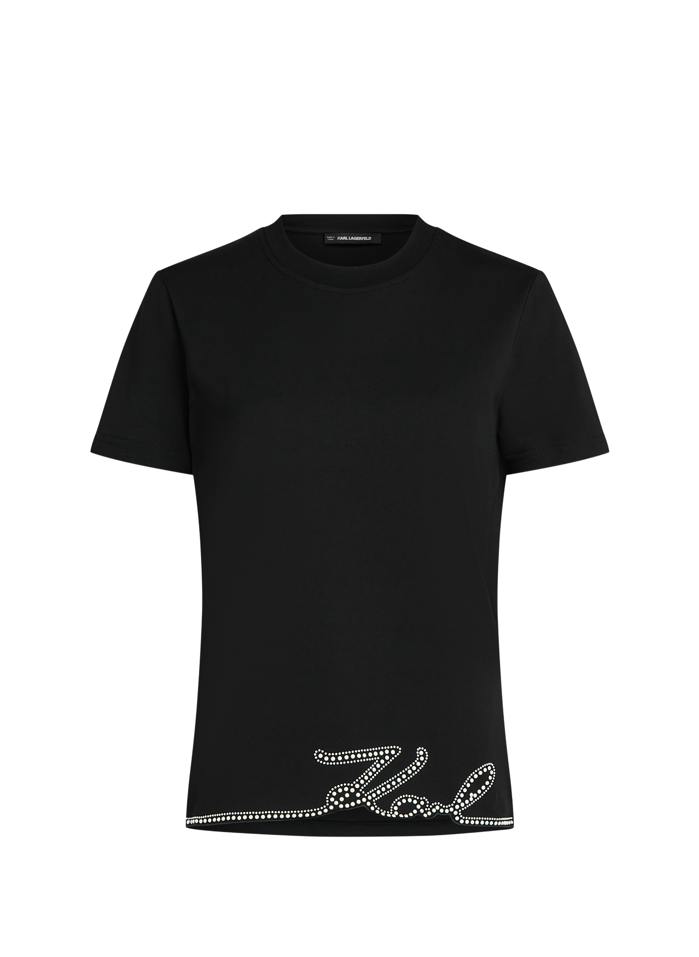 Rundhalsausschnitt T-Shirt aus Baumwolle KARL LAGERFELD Schwarz