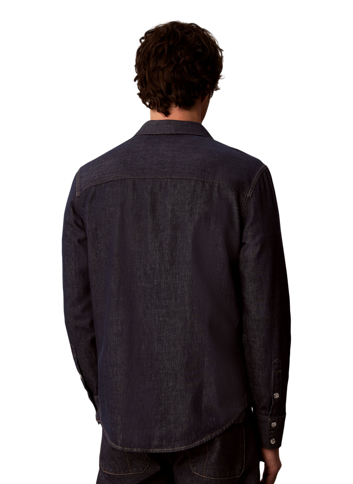 Chemise col classique en denim de coton CALVIN KLEIN Bleu