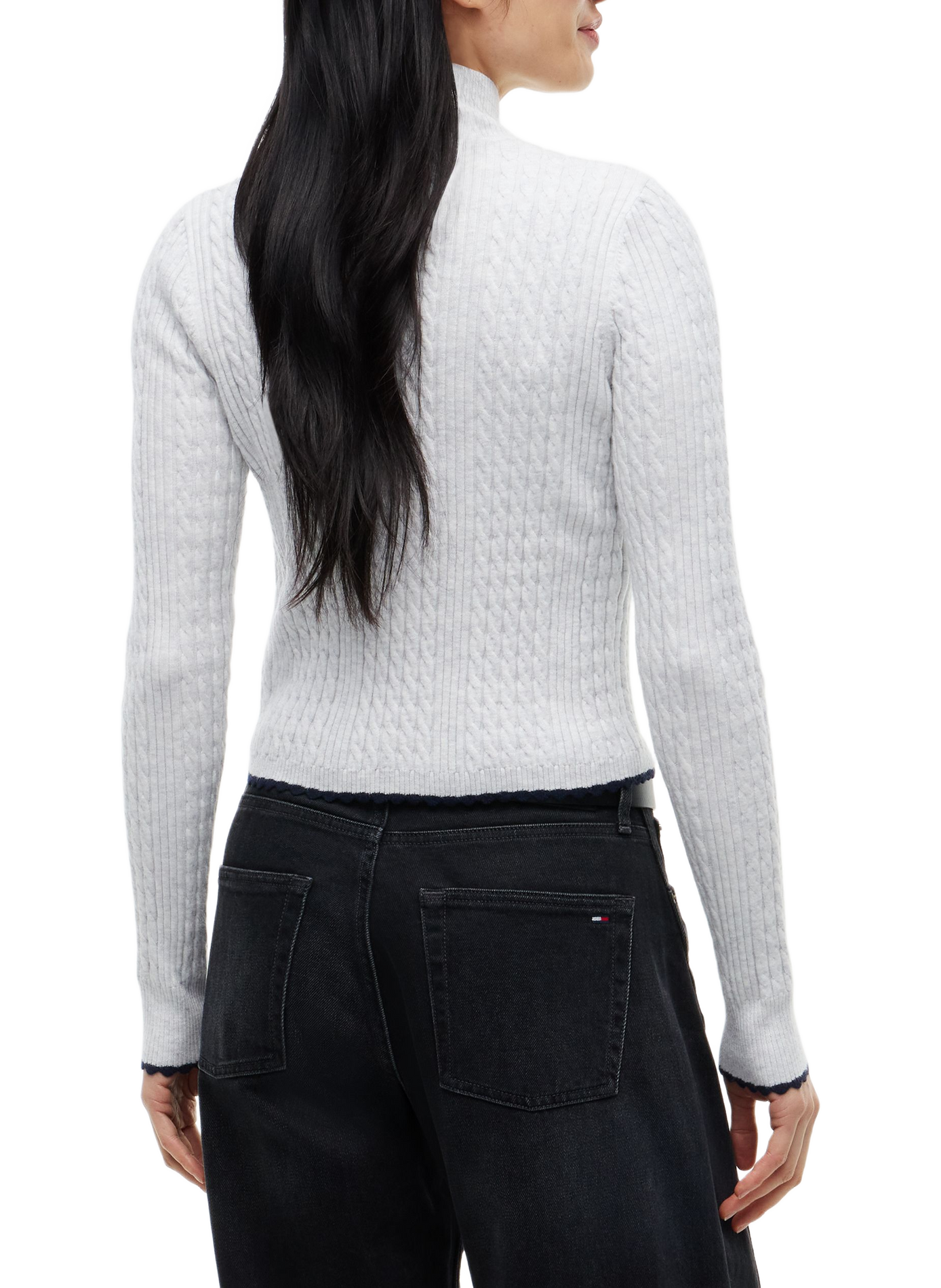 Plain fitted high-neck cardigan | Grey TOMMY HILFIGER Women