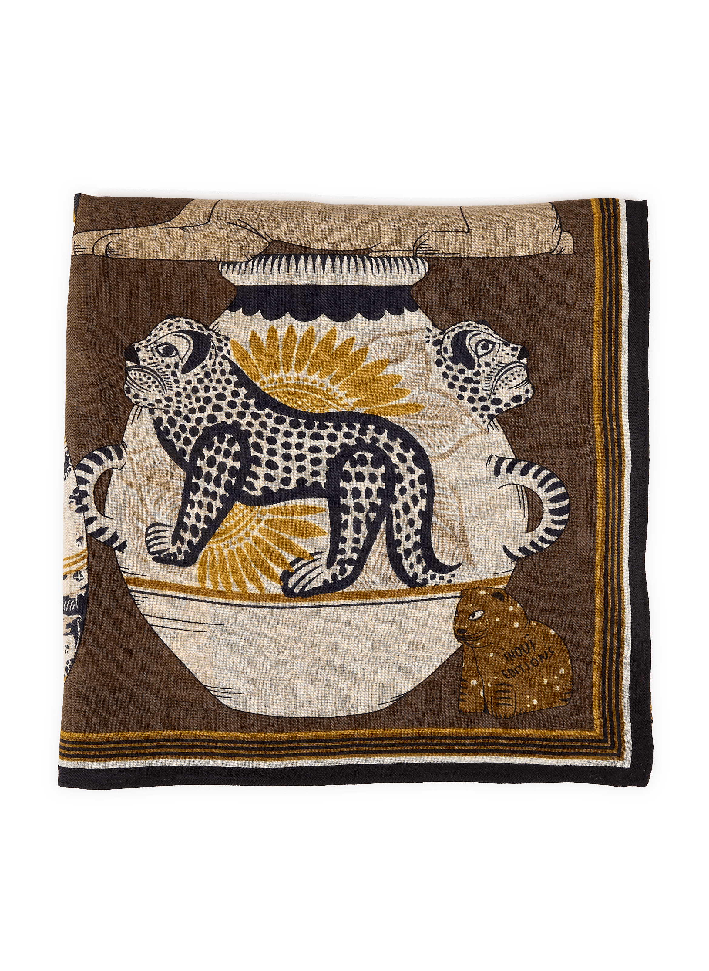Bedrucktes Wolltuch INOUI EDITIONS Khaki