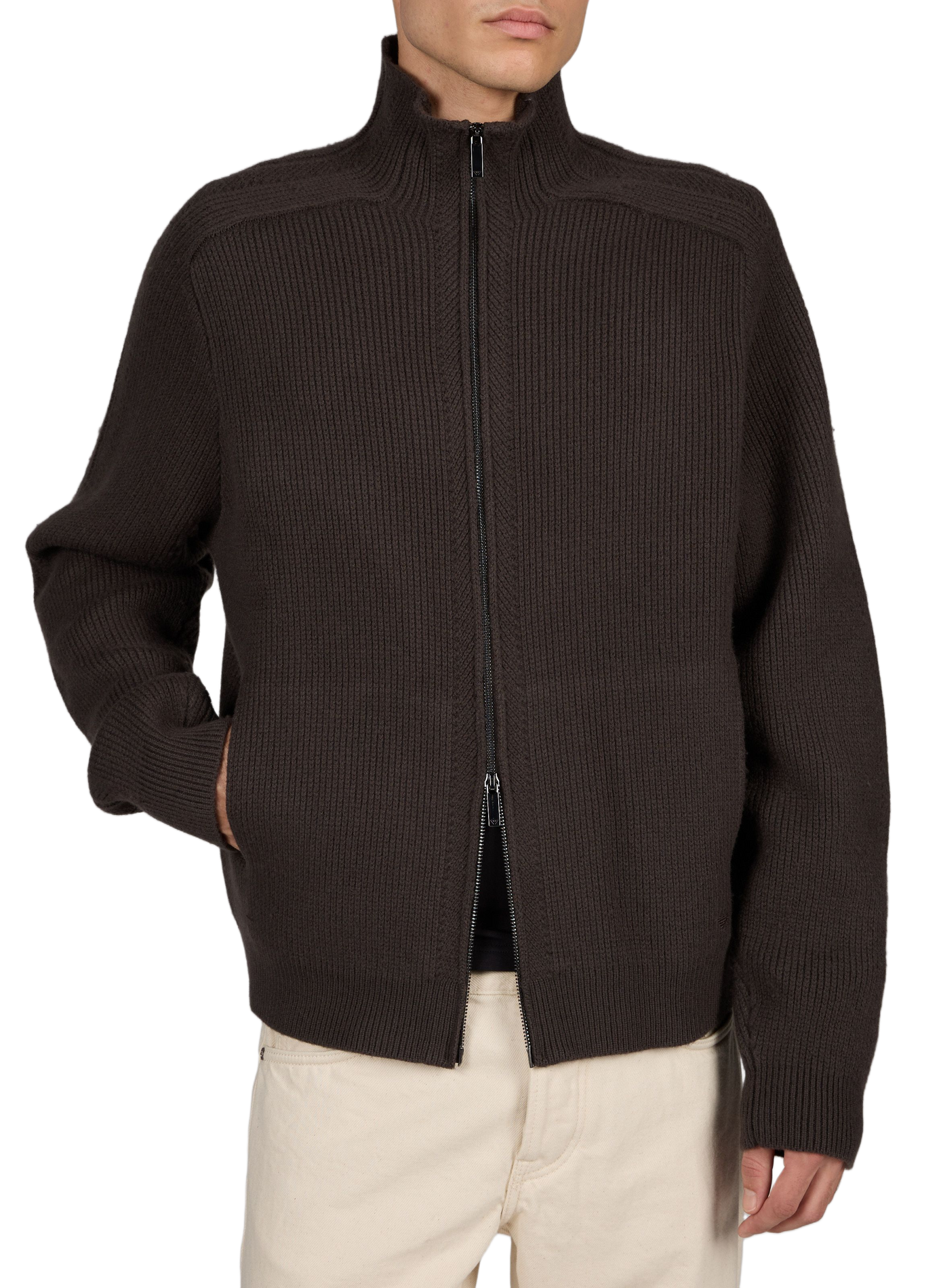 Straight woolen high-neck vest EMPORIO ARMANI Black