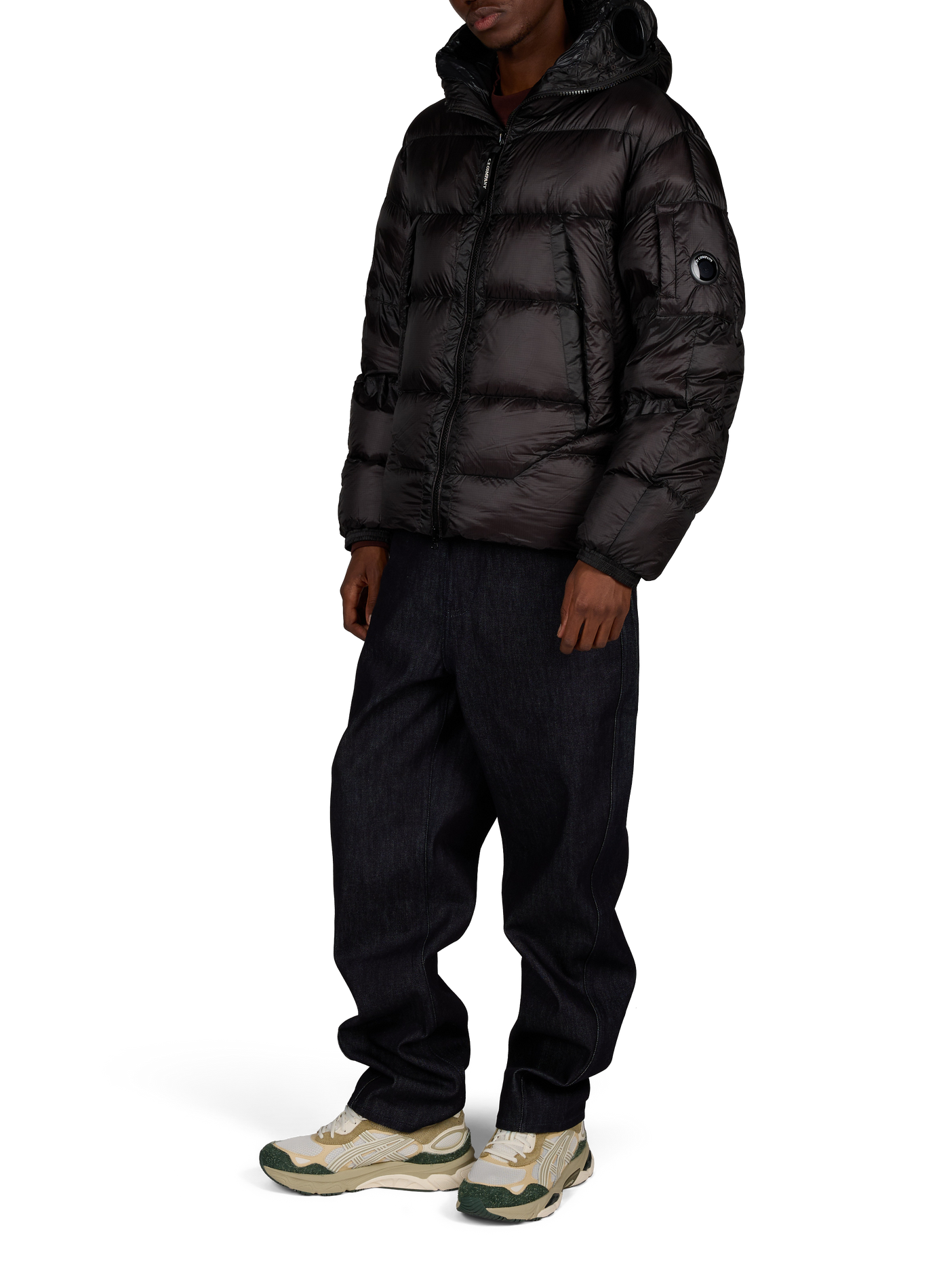 Doudoune droite à capuche unie CP COMPANY Noir