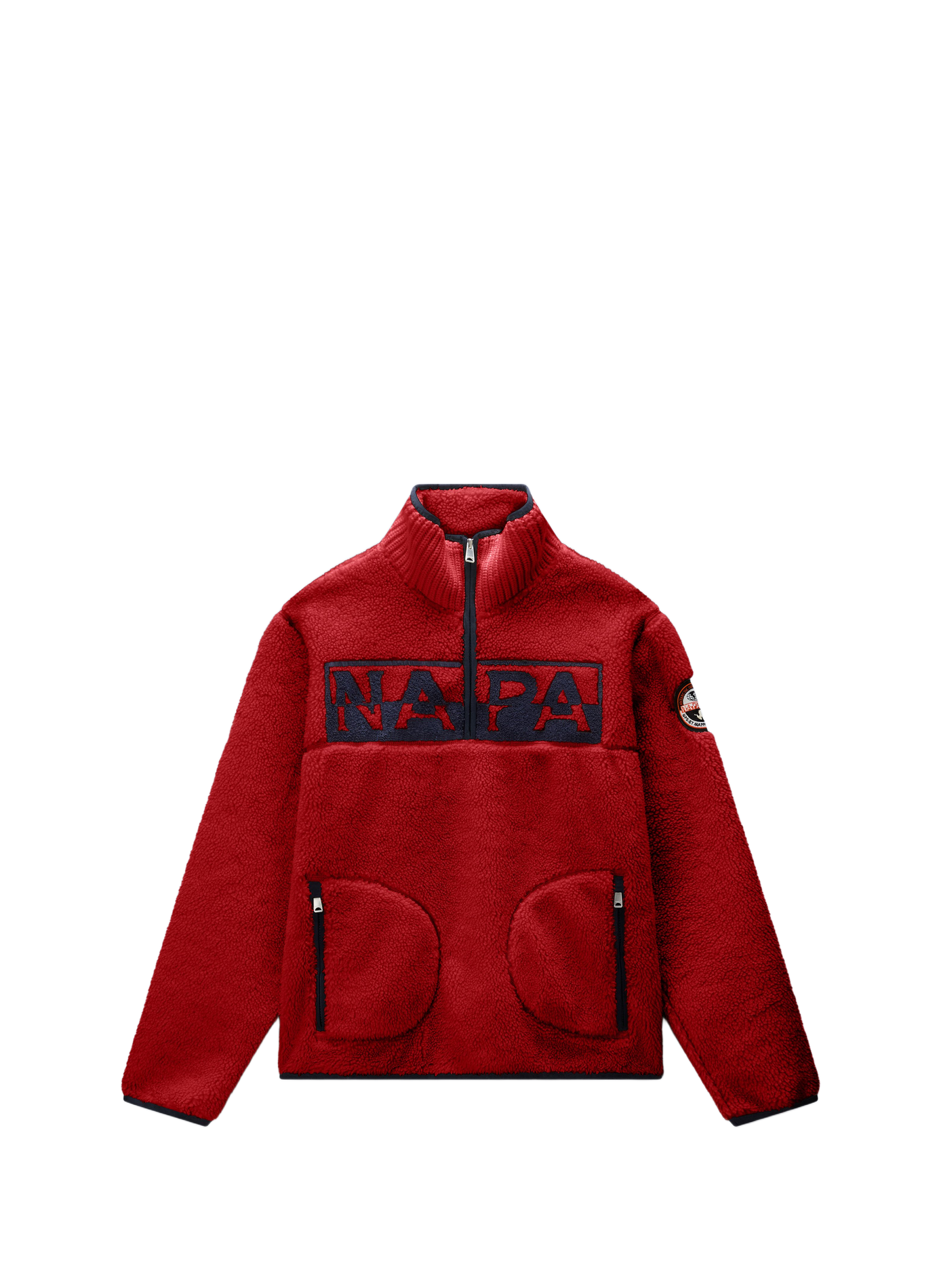 Sweat col zippé à broderie en sherpa NAPAPIJRI Rouge