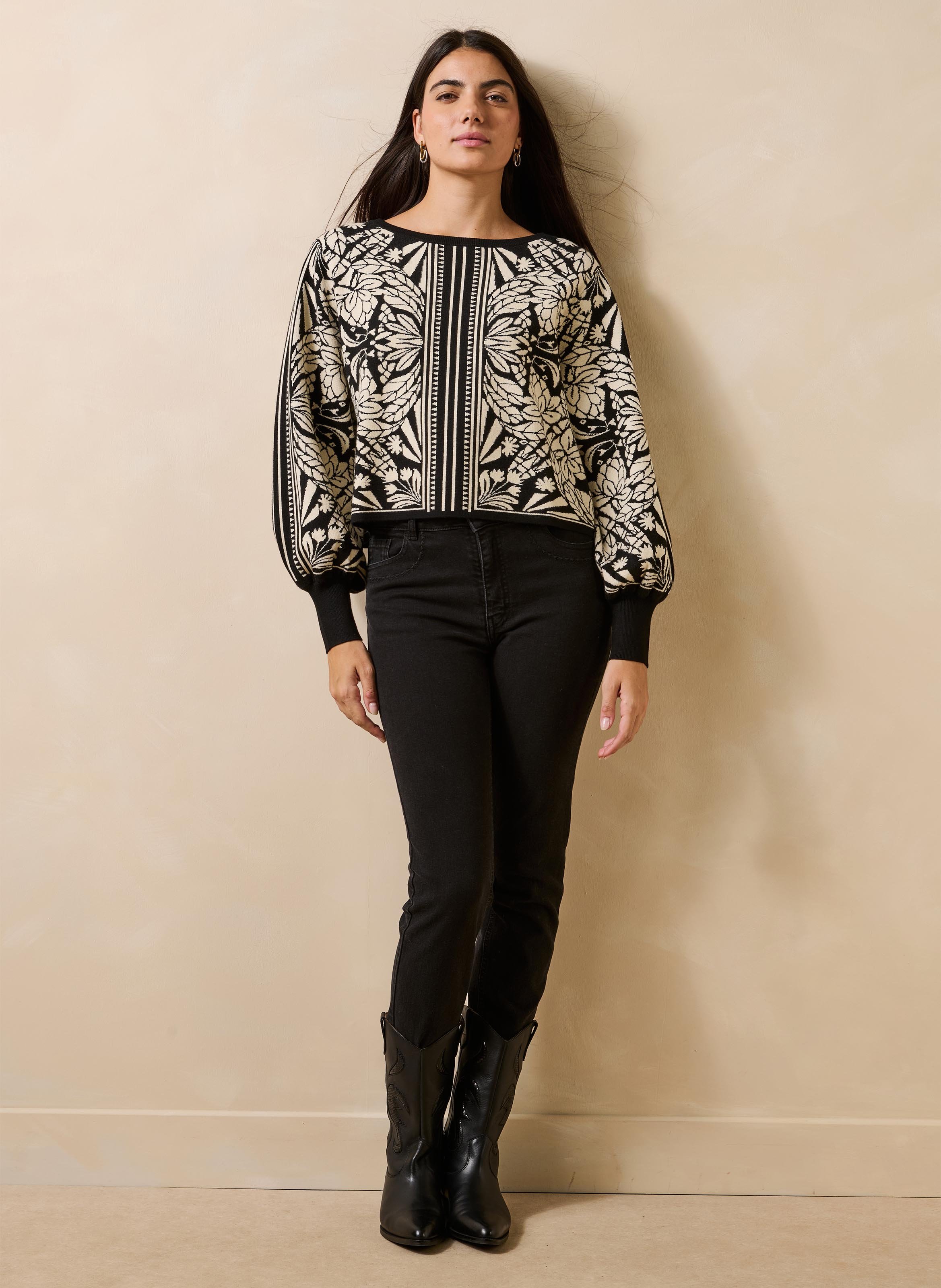 Oversized trui met print LA FEE MARABOUTEE Zwart