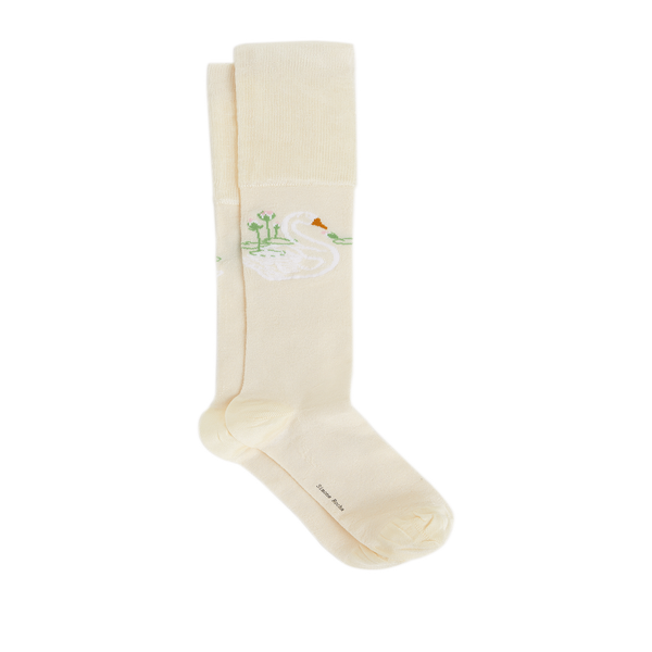 Simone Rocha Calf-length Socks With Swan Design In Neutral