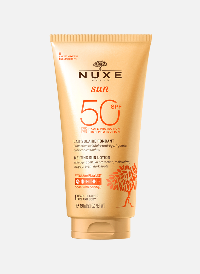 Schmelzende Sonnenmilch mit hohem Schutzfaktor SPF50 für Gesicht und Körper NUXE