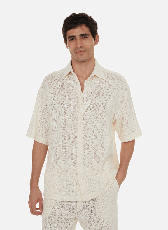 SAISON 1865 Perforated cotton shirt Beige