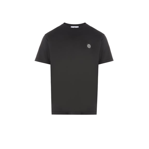 Stone Island Logo Cotton T-shirt In Black